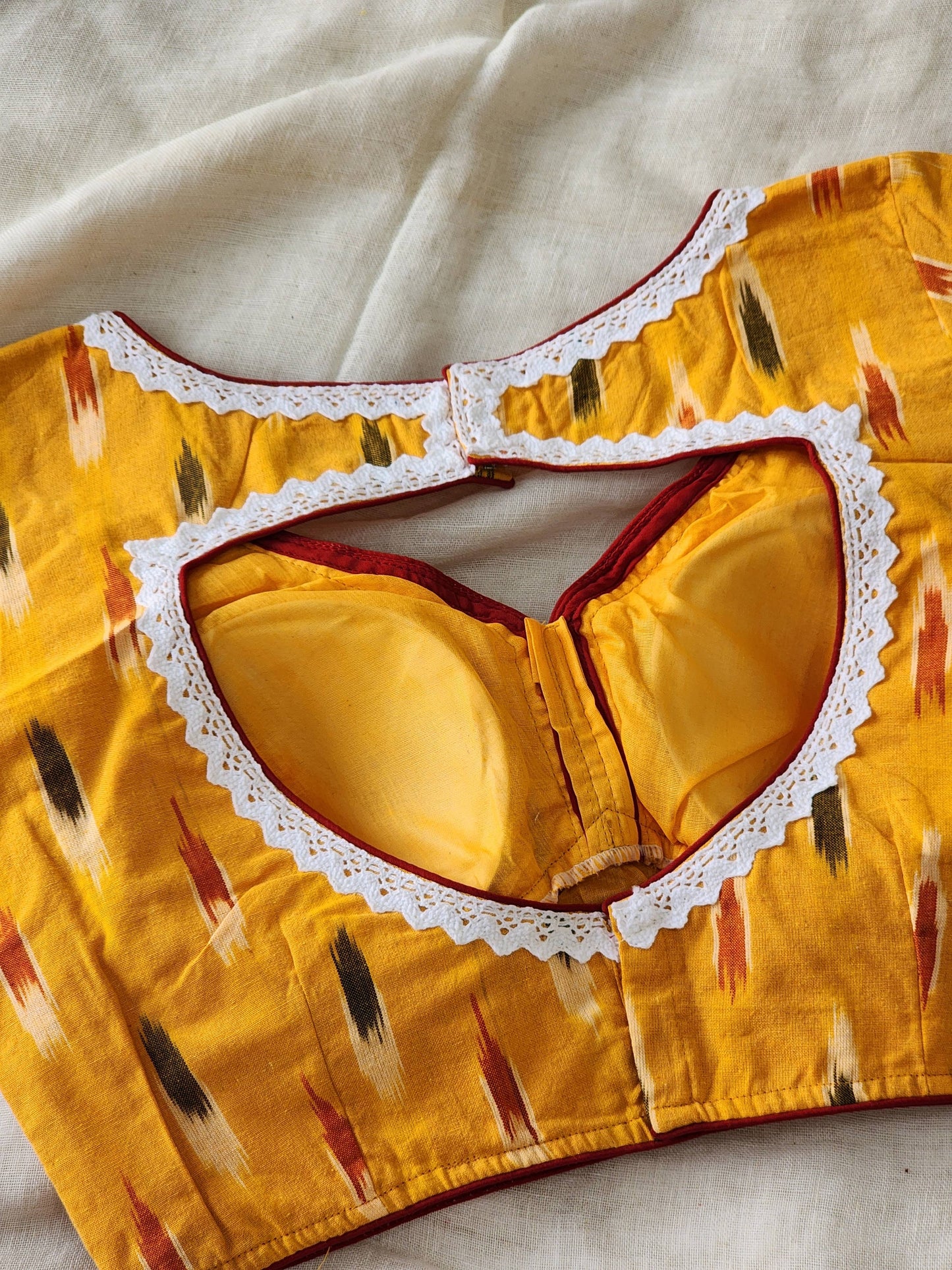 Yellow ikkat cotton blouse
