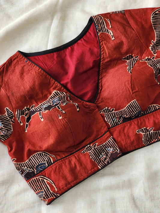Maroon ajrakh cotton blouse