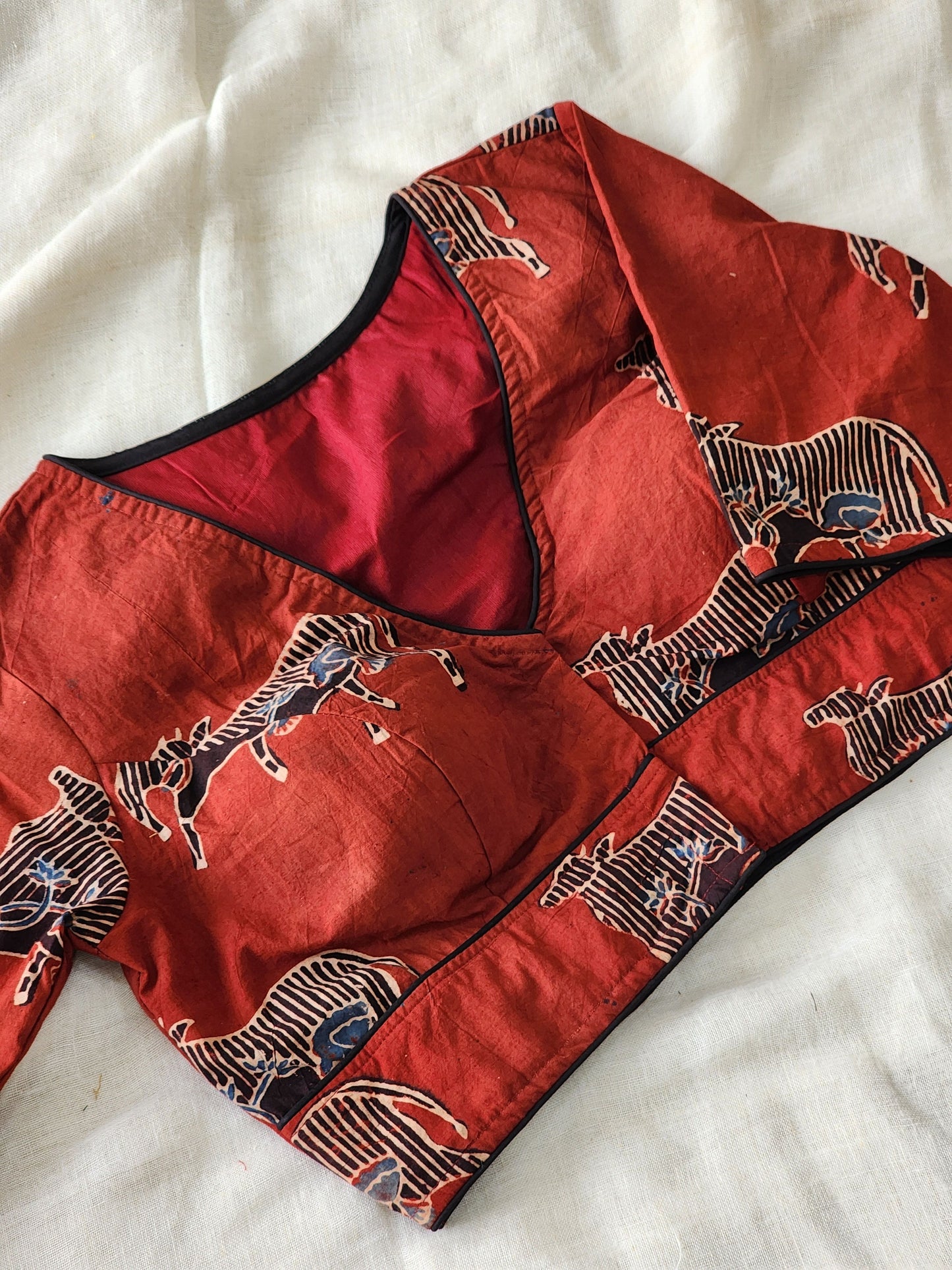 Maroon ajrakh cotton blouse