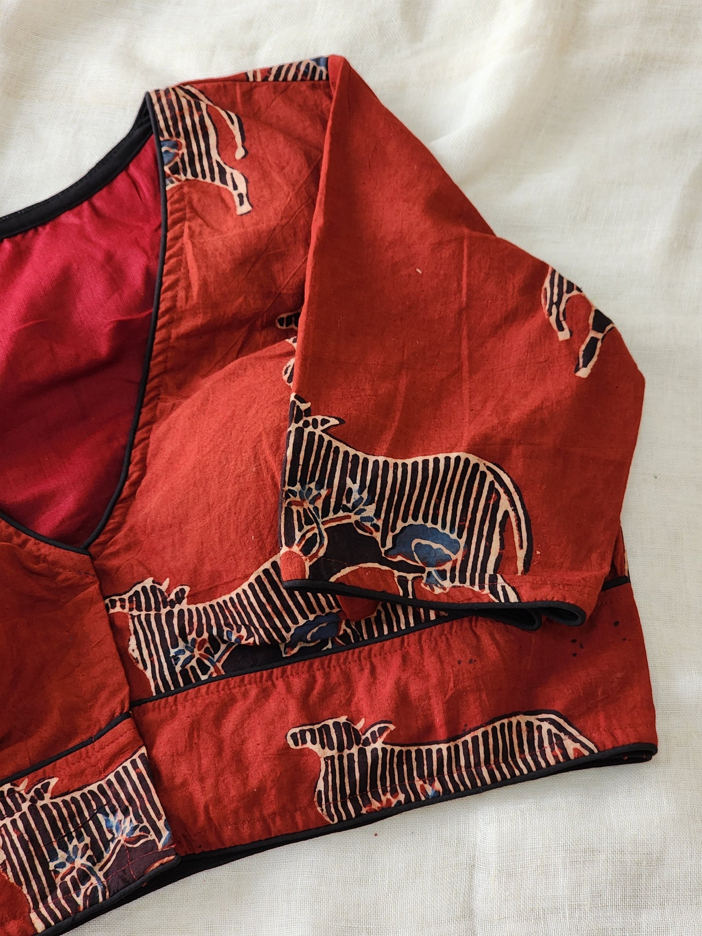 Maroon ajrakh cotton blouse