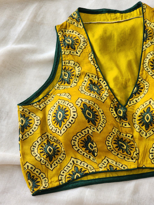 Mustard modal silk blouse