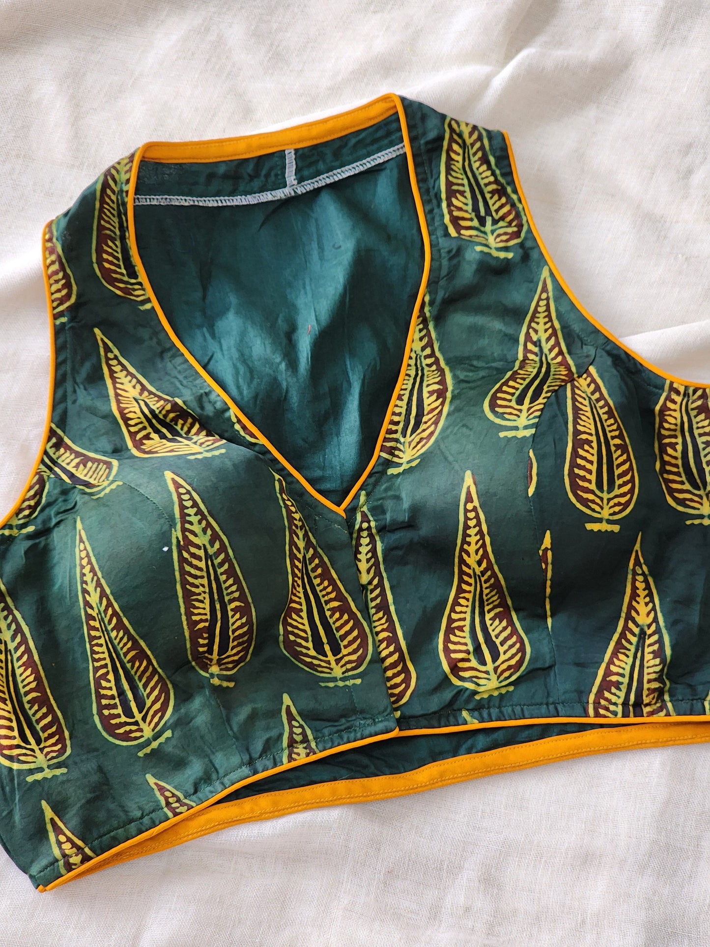 Green modal silk blouse