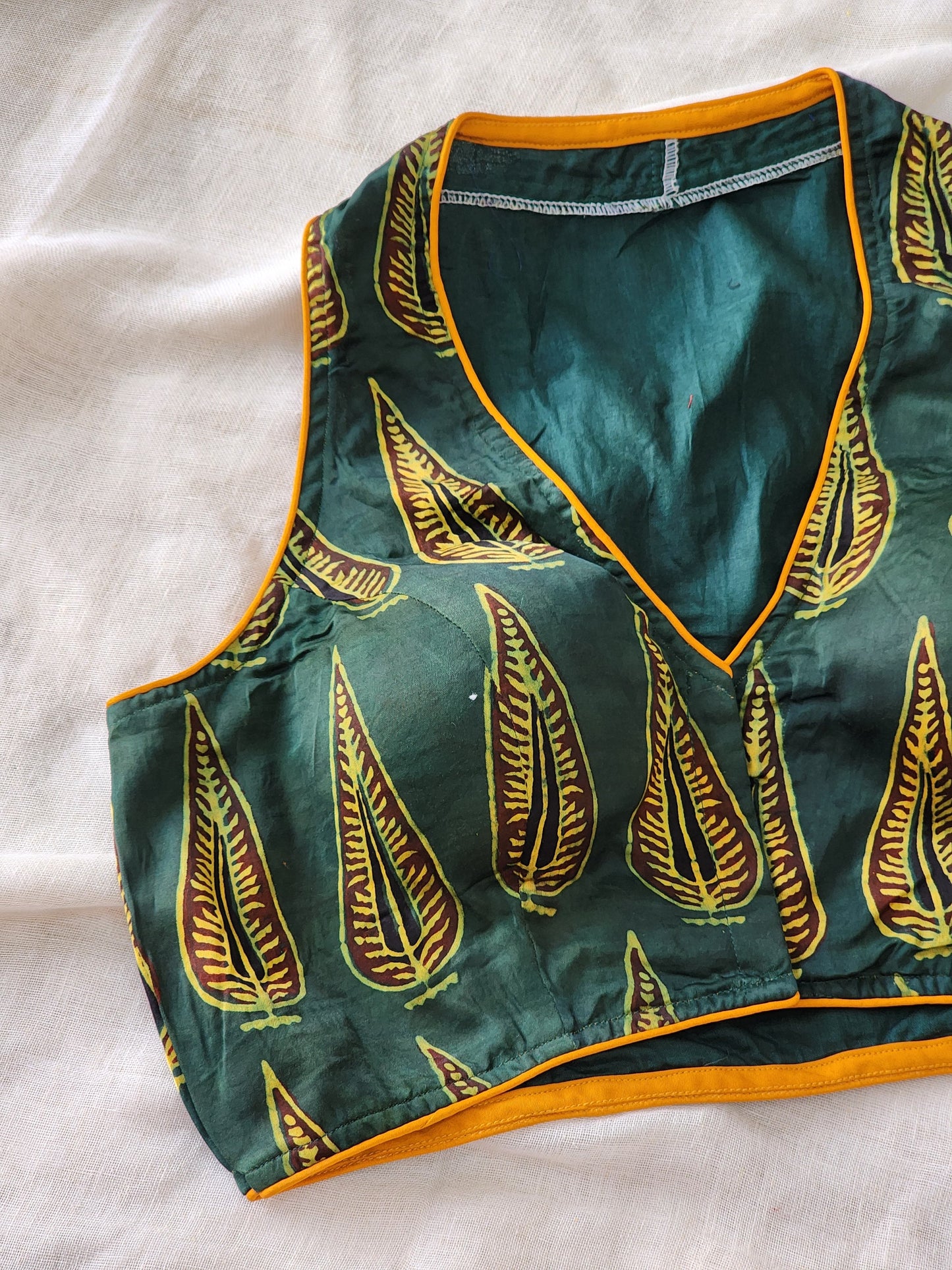 Green modal silk blouse