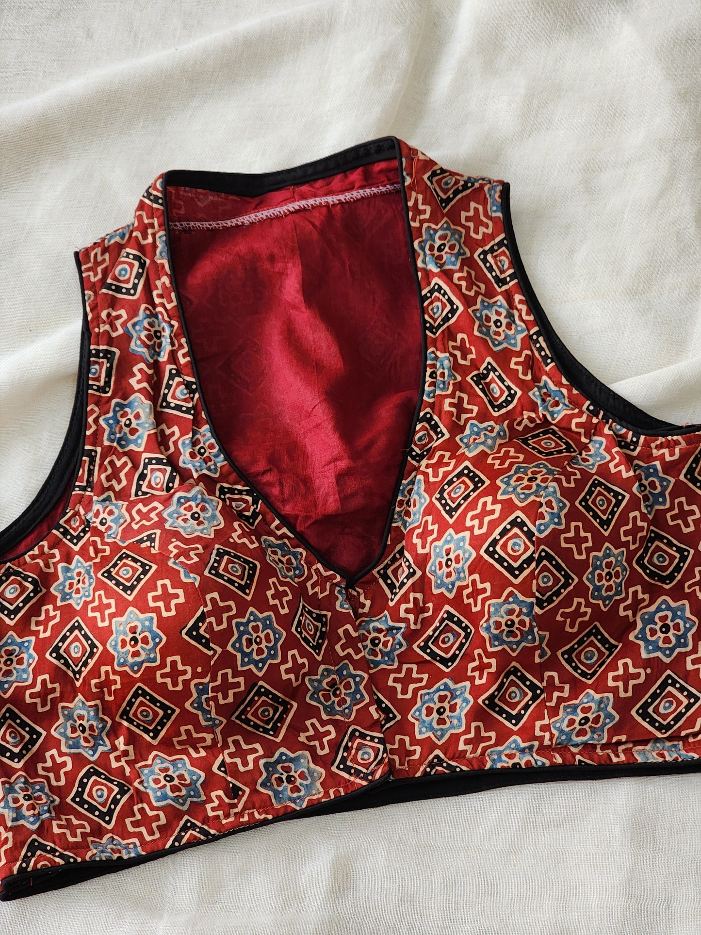 Red modal silk blouse