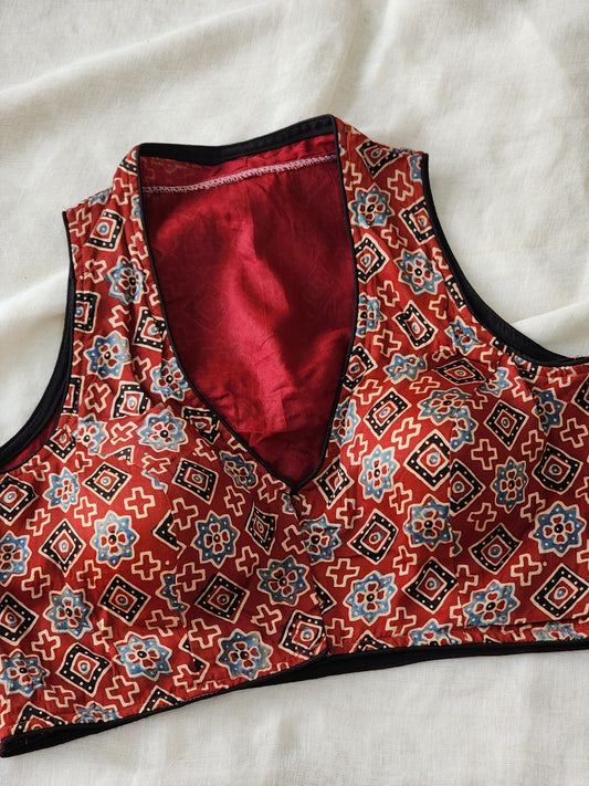 Red modal silk blouse