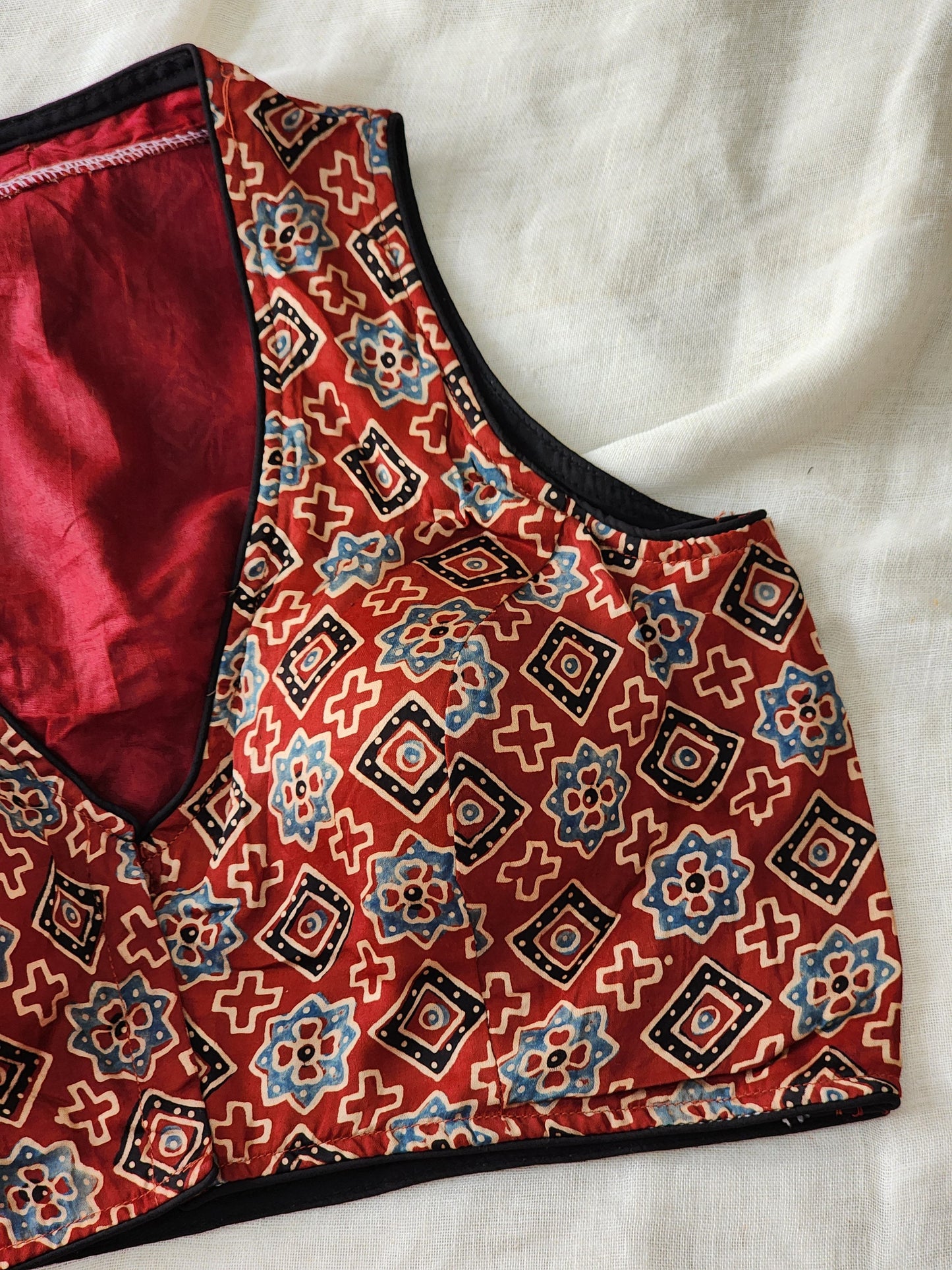 Red modal silk blouse