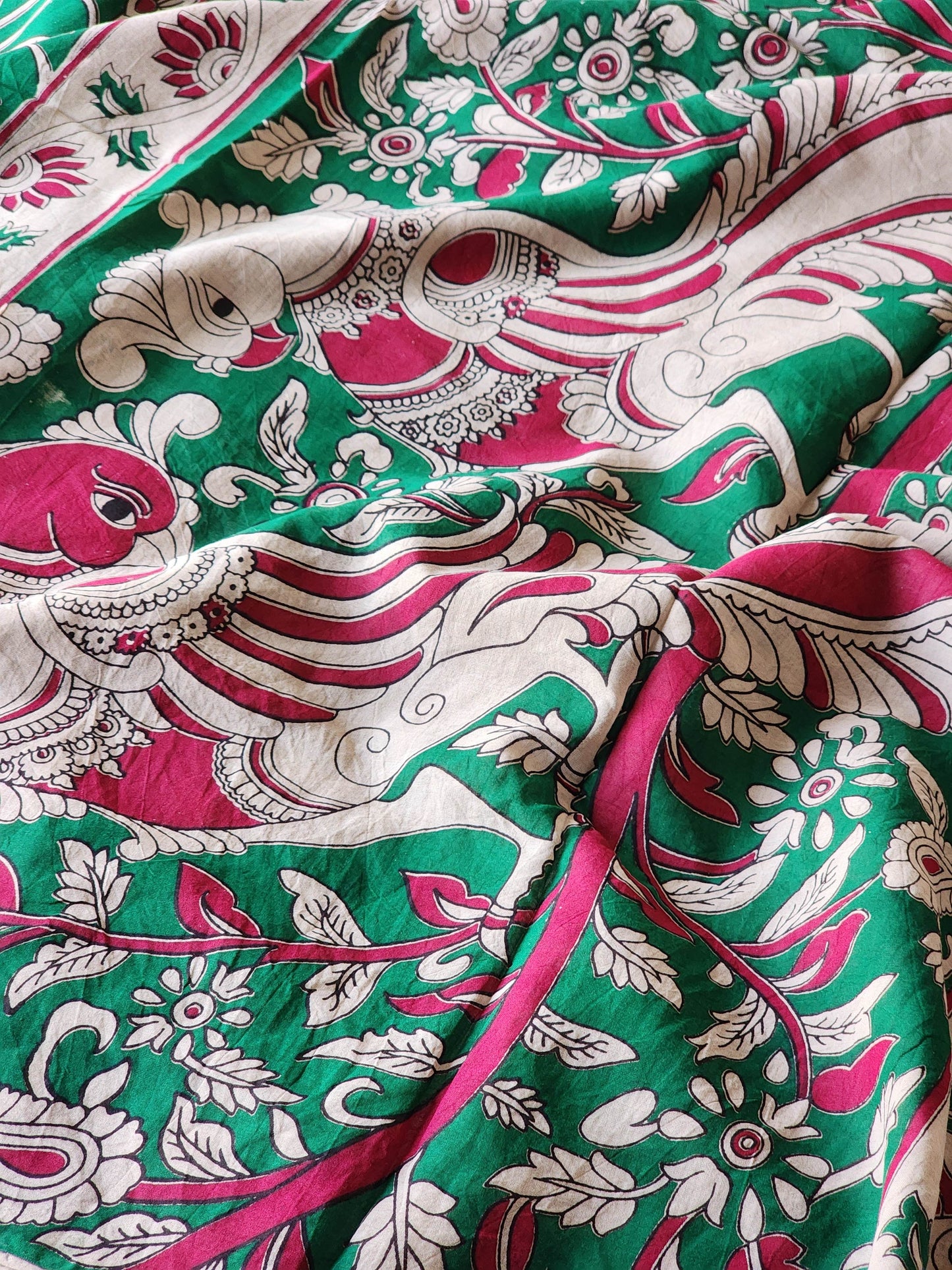 Green Kalamkari Cotton Saree