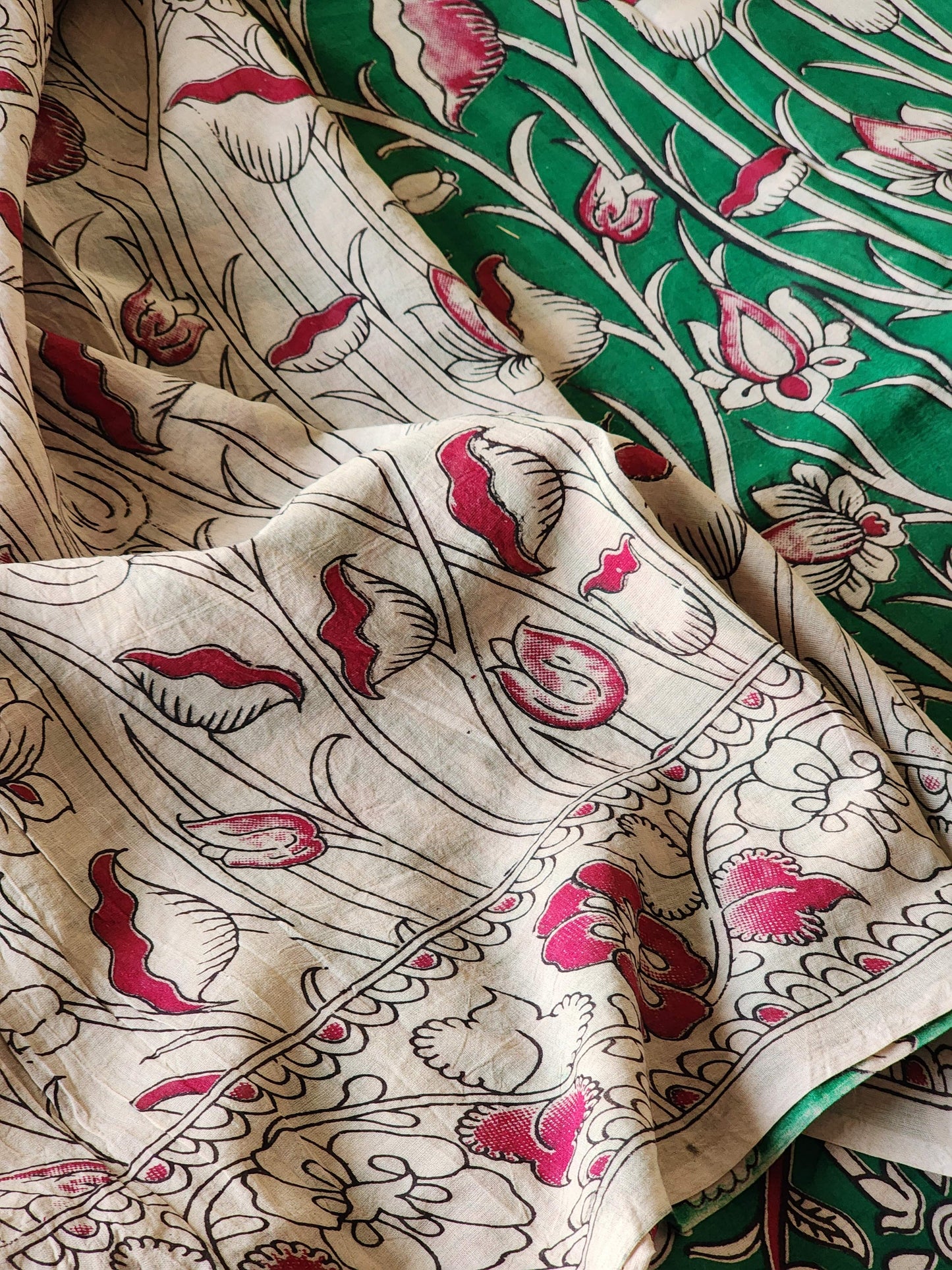Green Kalamkari Cotton Saree