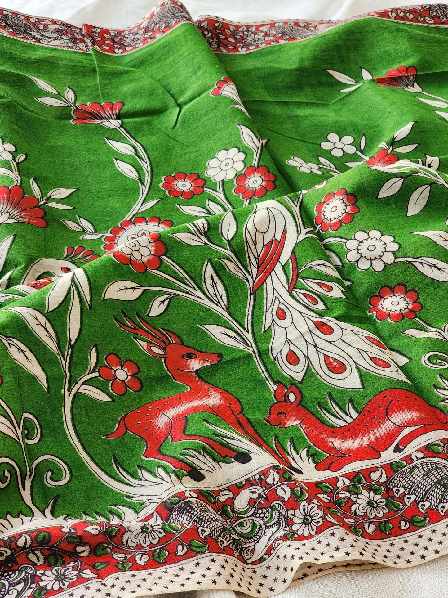 Green Kalamkari Cotton Saree
