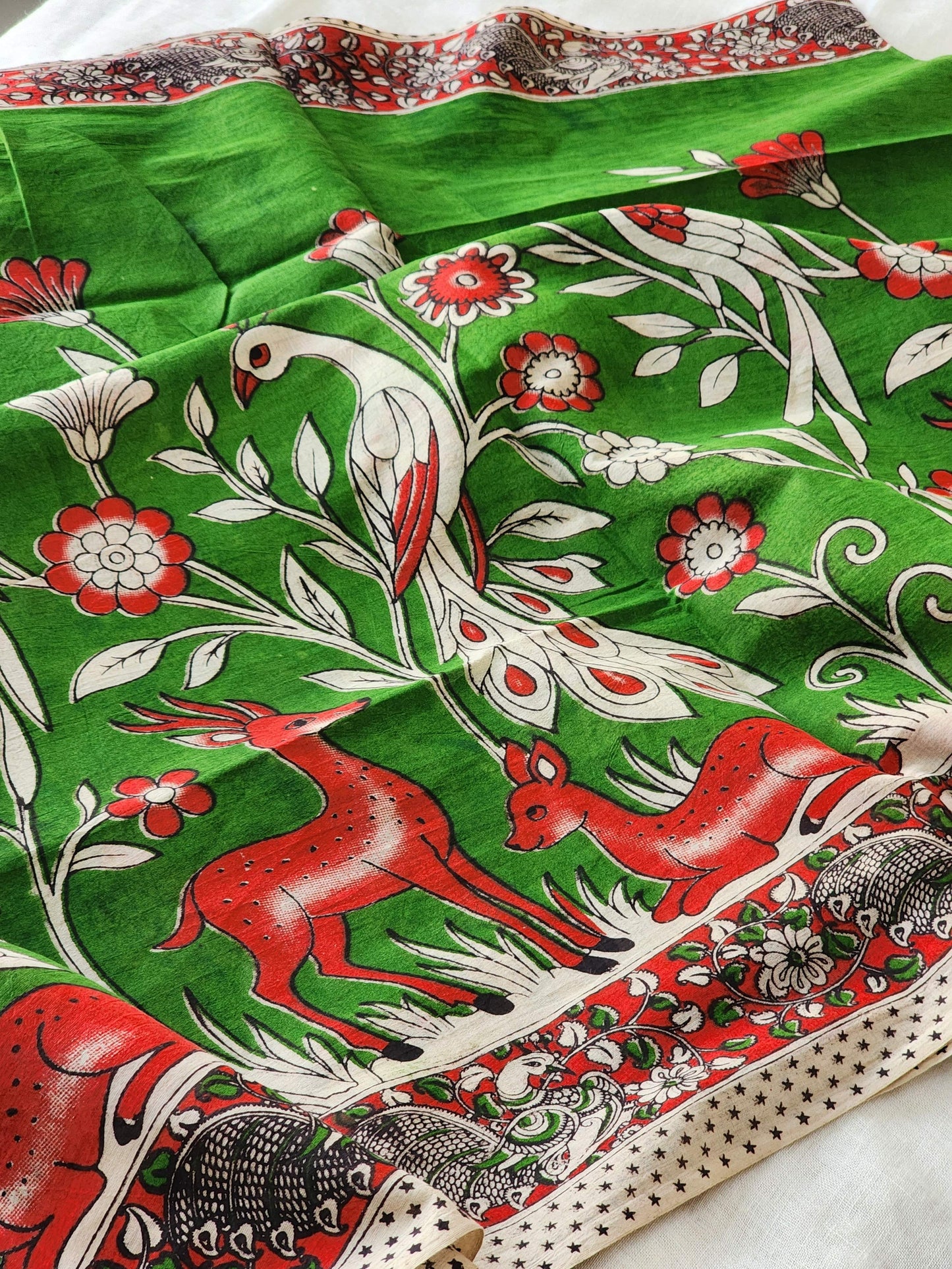 Green Kalamkari Cotton Saree