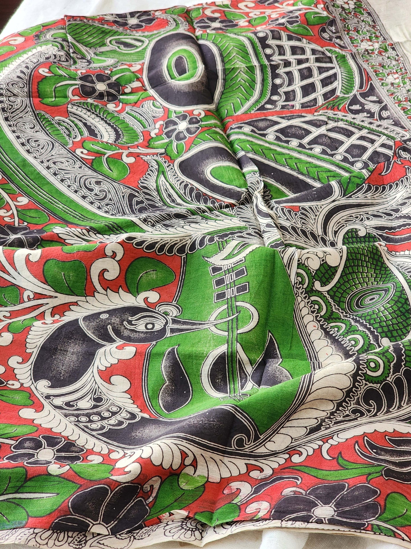 Green Kalamkari Cotton Saree