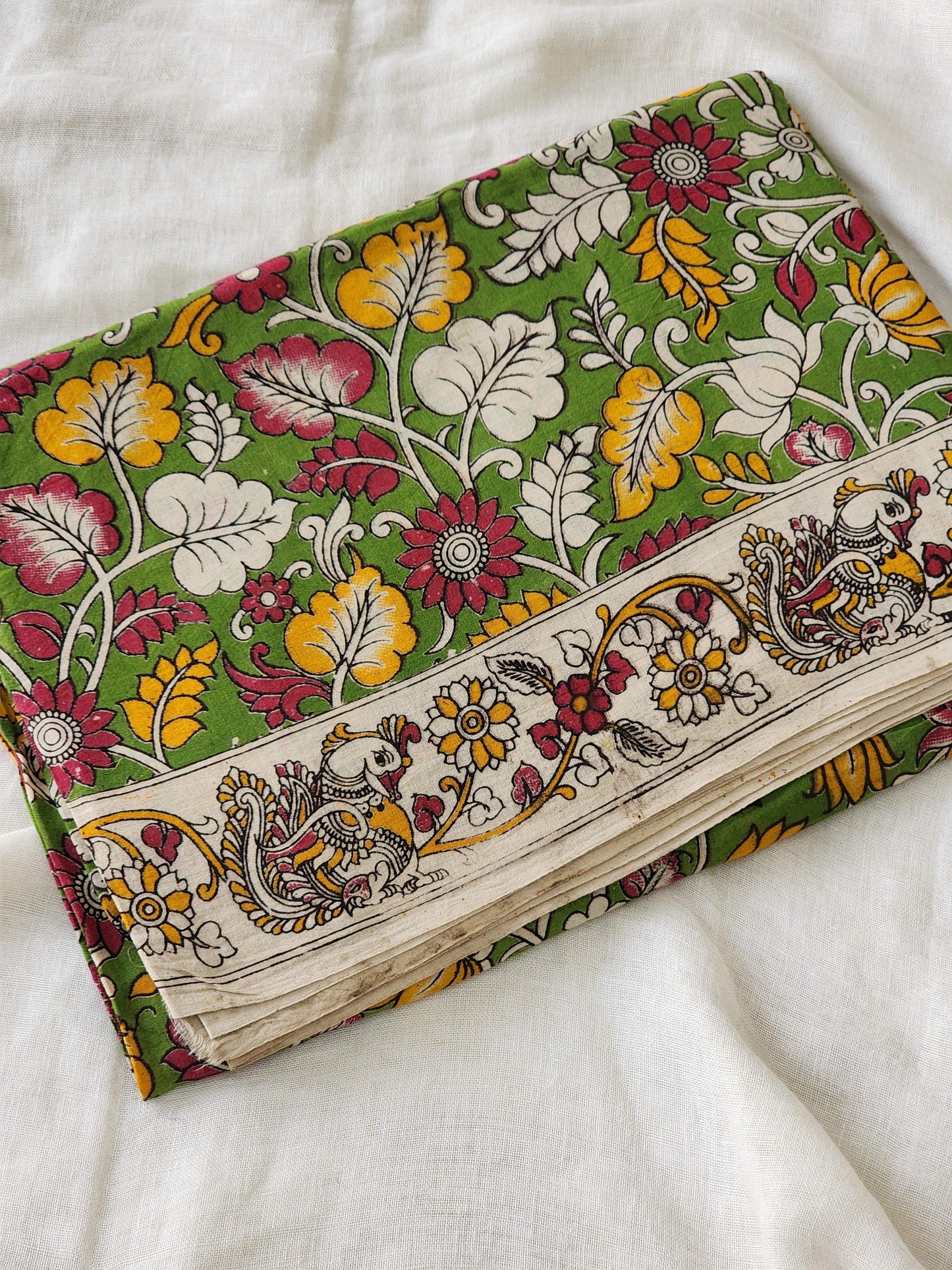Green Kalamkari Cotton Saree