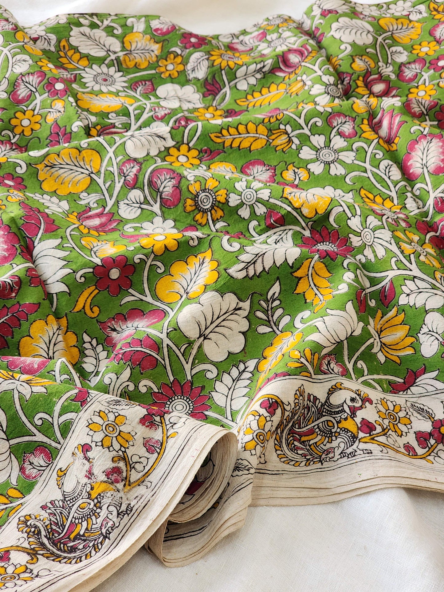 Green Kalamkari Cotton Saree