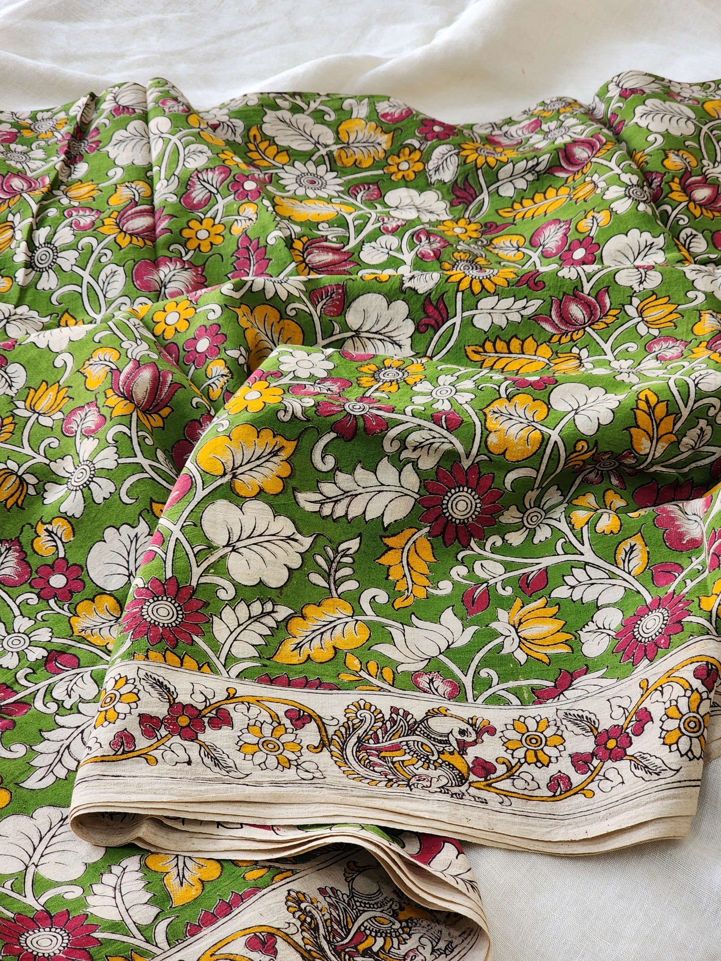 Green Kalamkari Cotton Saree