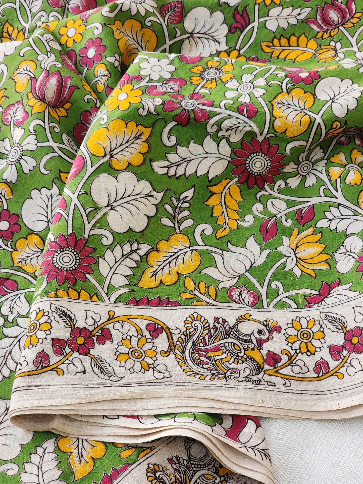 Green Kalamkari Cotton Saree