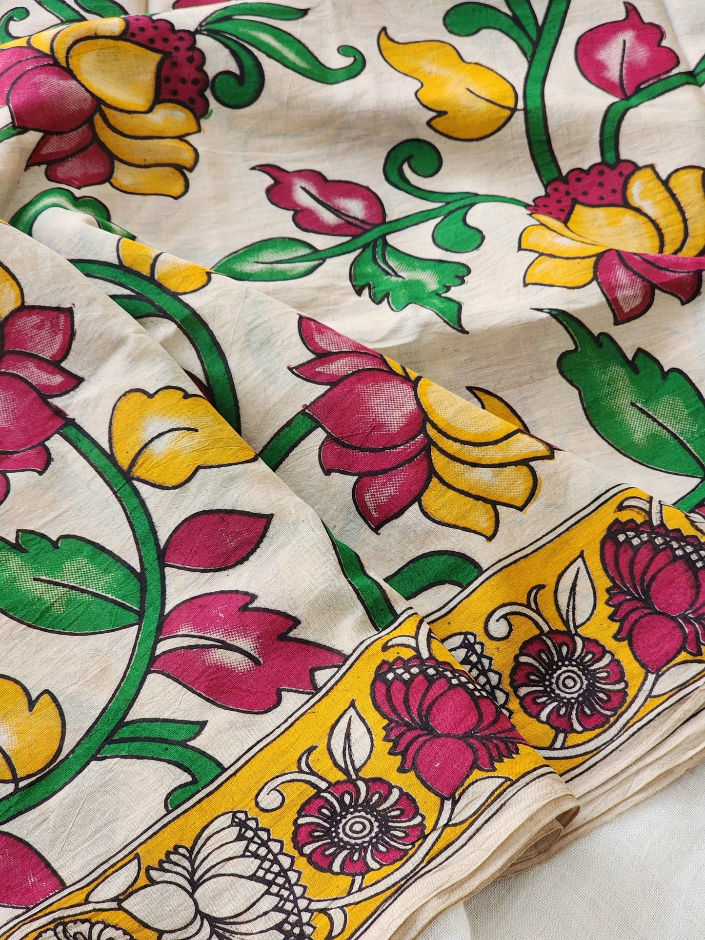Mutlicolored Kalamkari Cotton Saree