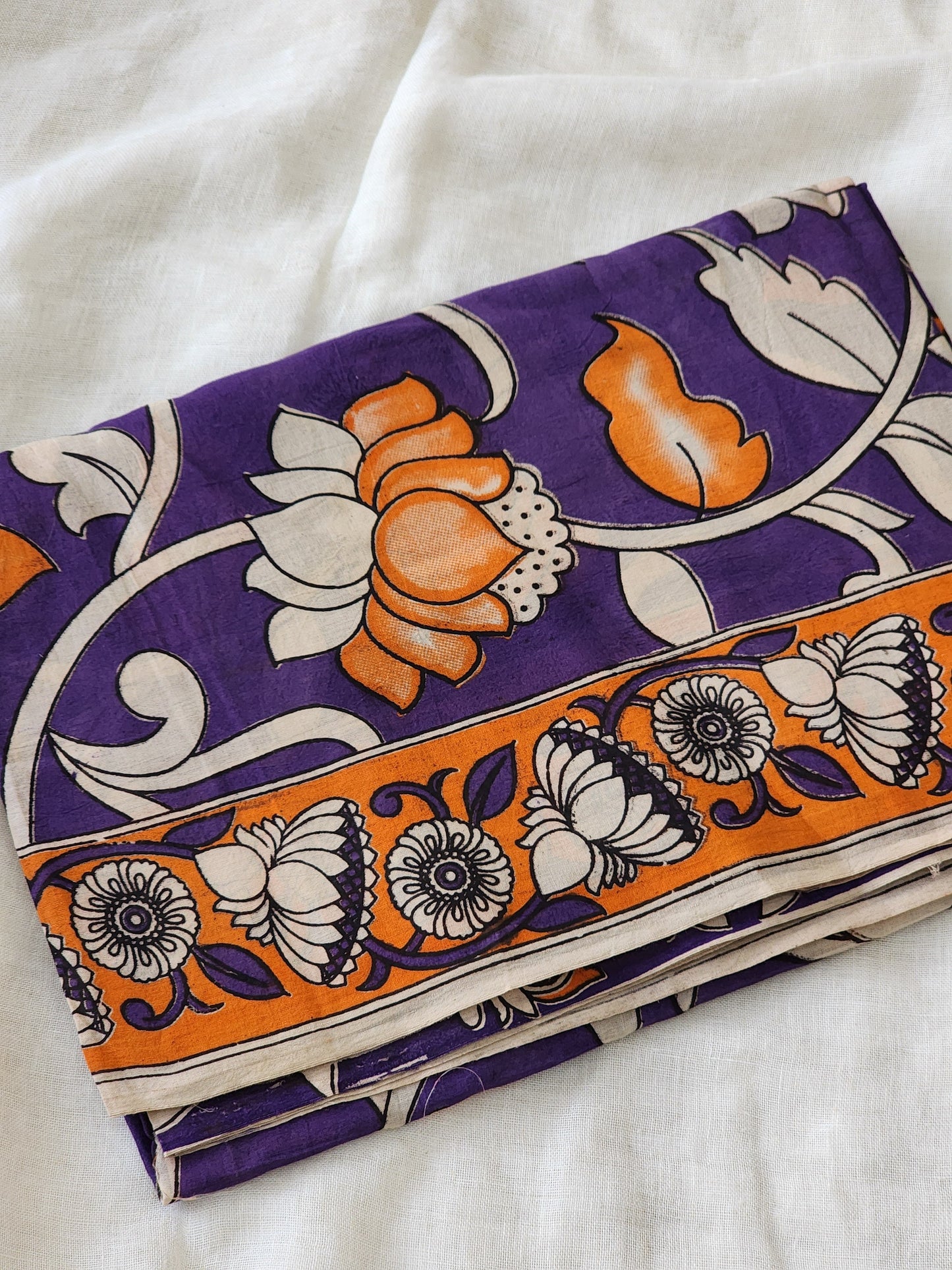 Purple Kalamkari Cotton Saree