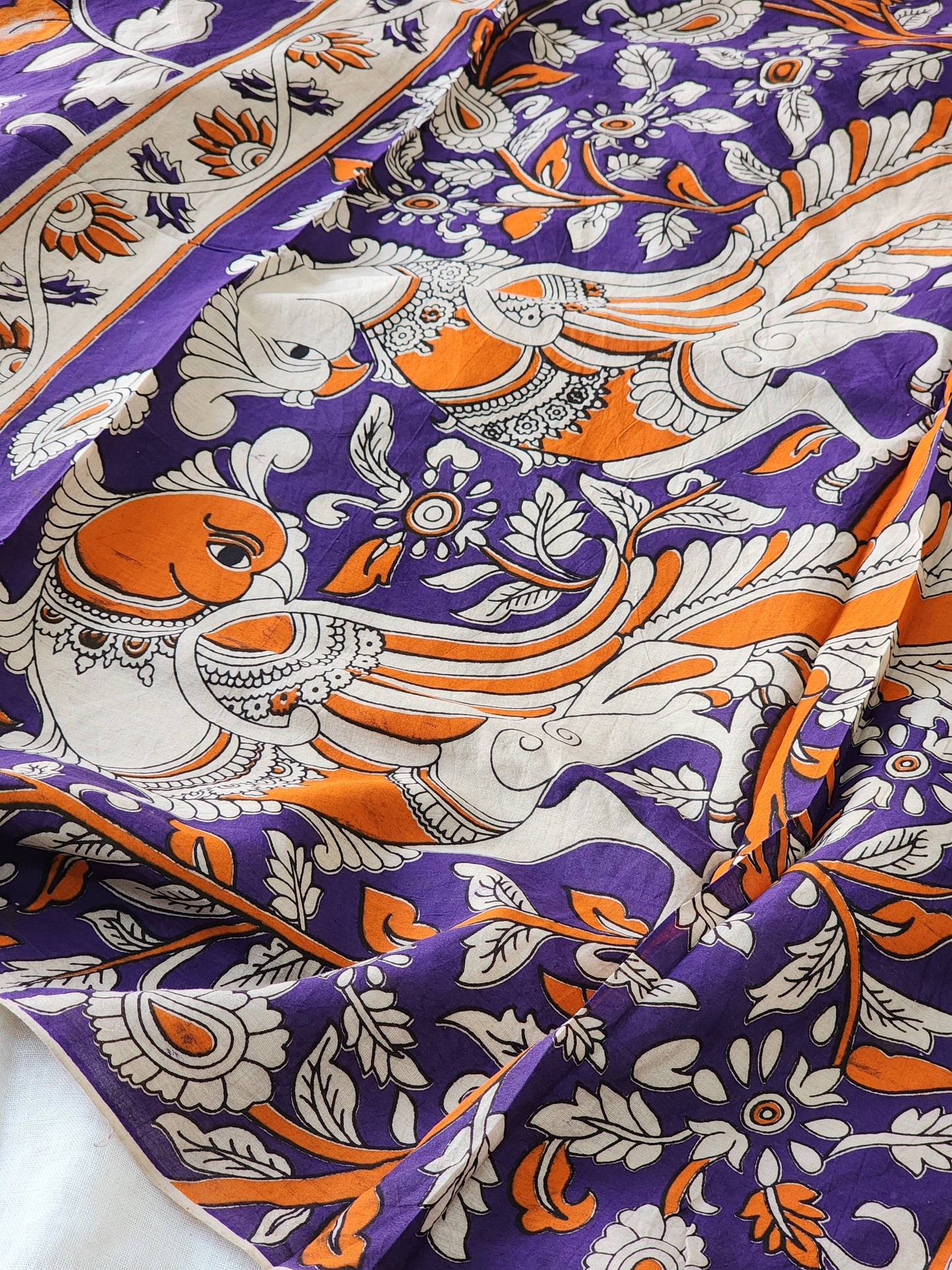 Purple Kalamkari Cotton Saree