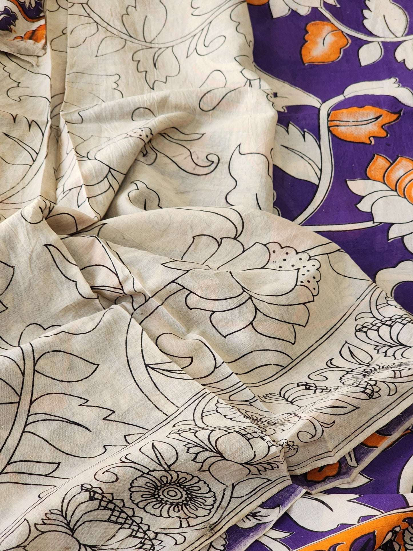 Purple Kalamkari Cotton Saree