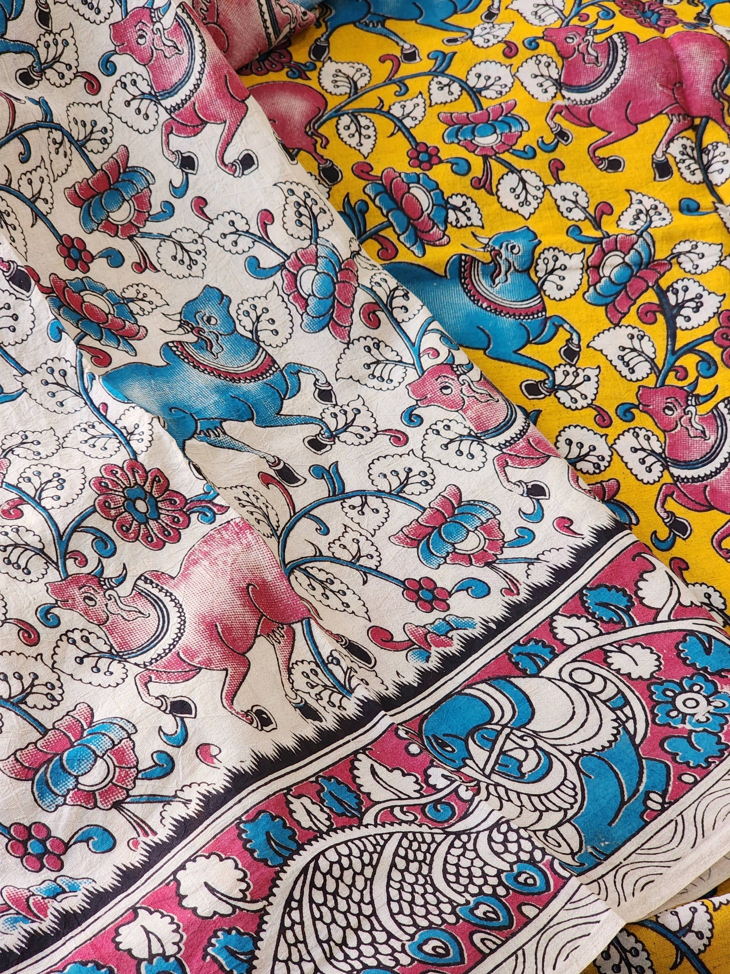 Mustard Kalamkari Cotton Saree