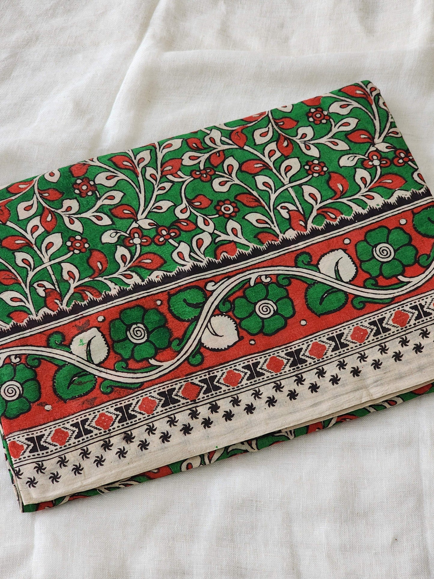 Green Kalamkari Cotton Saree