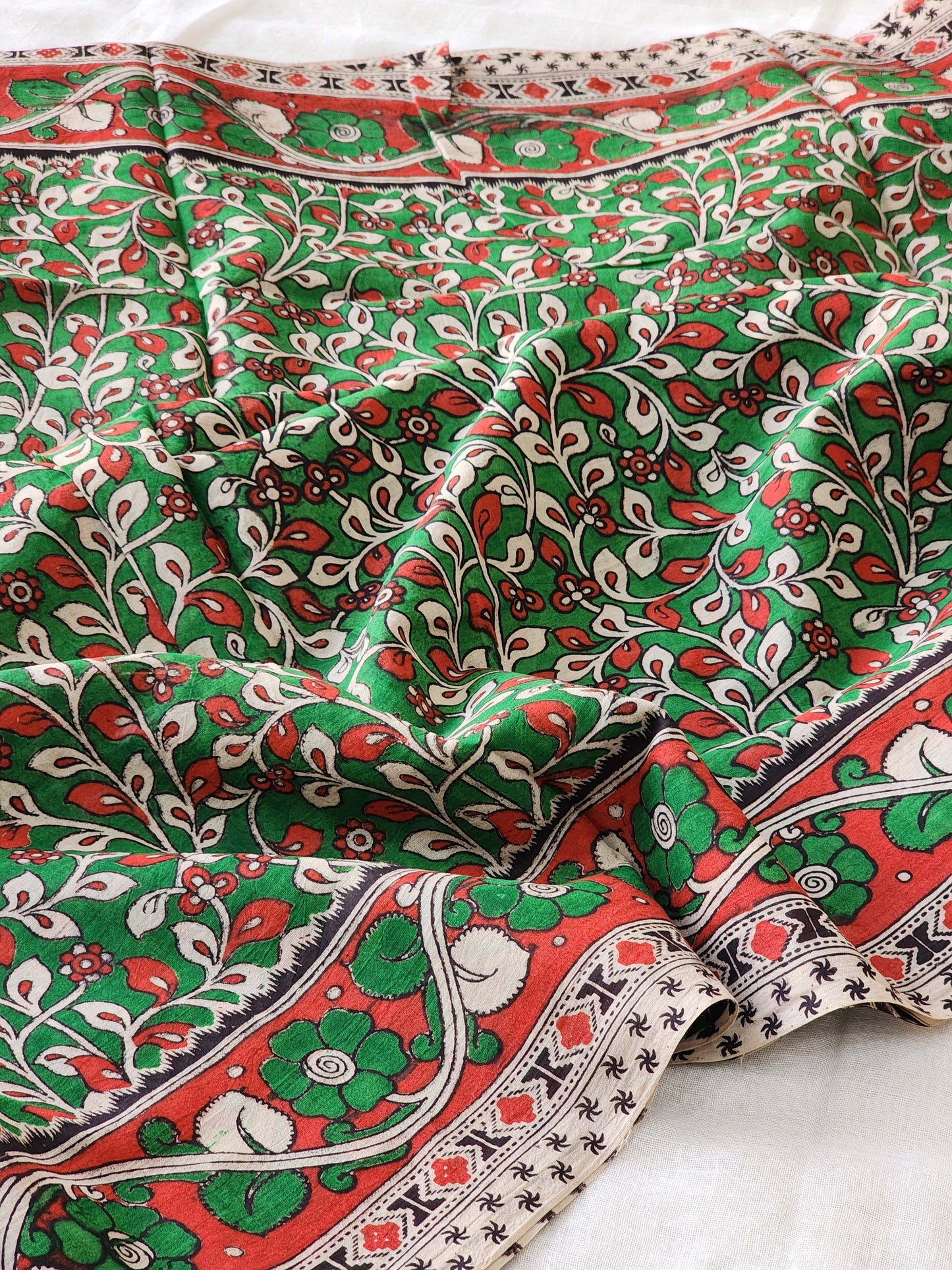 Green Kalamkari Cotton Saree