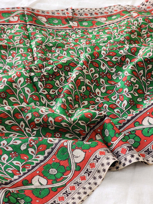 Green Kalamkari Cotton Saree