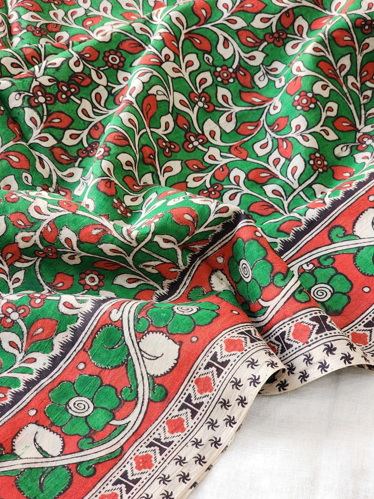 Green Kalamkari Cotton Saree