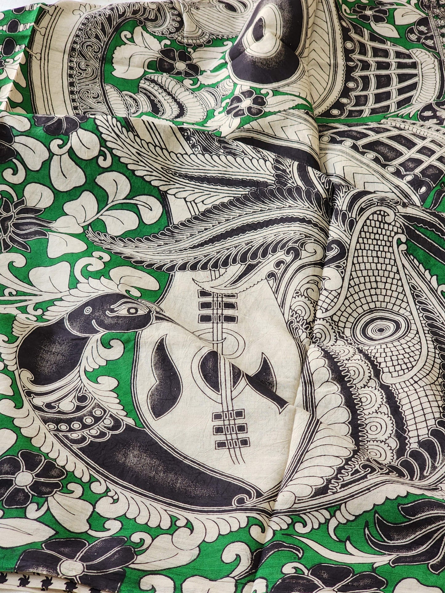 Green Kalamkari Cotton Saree
