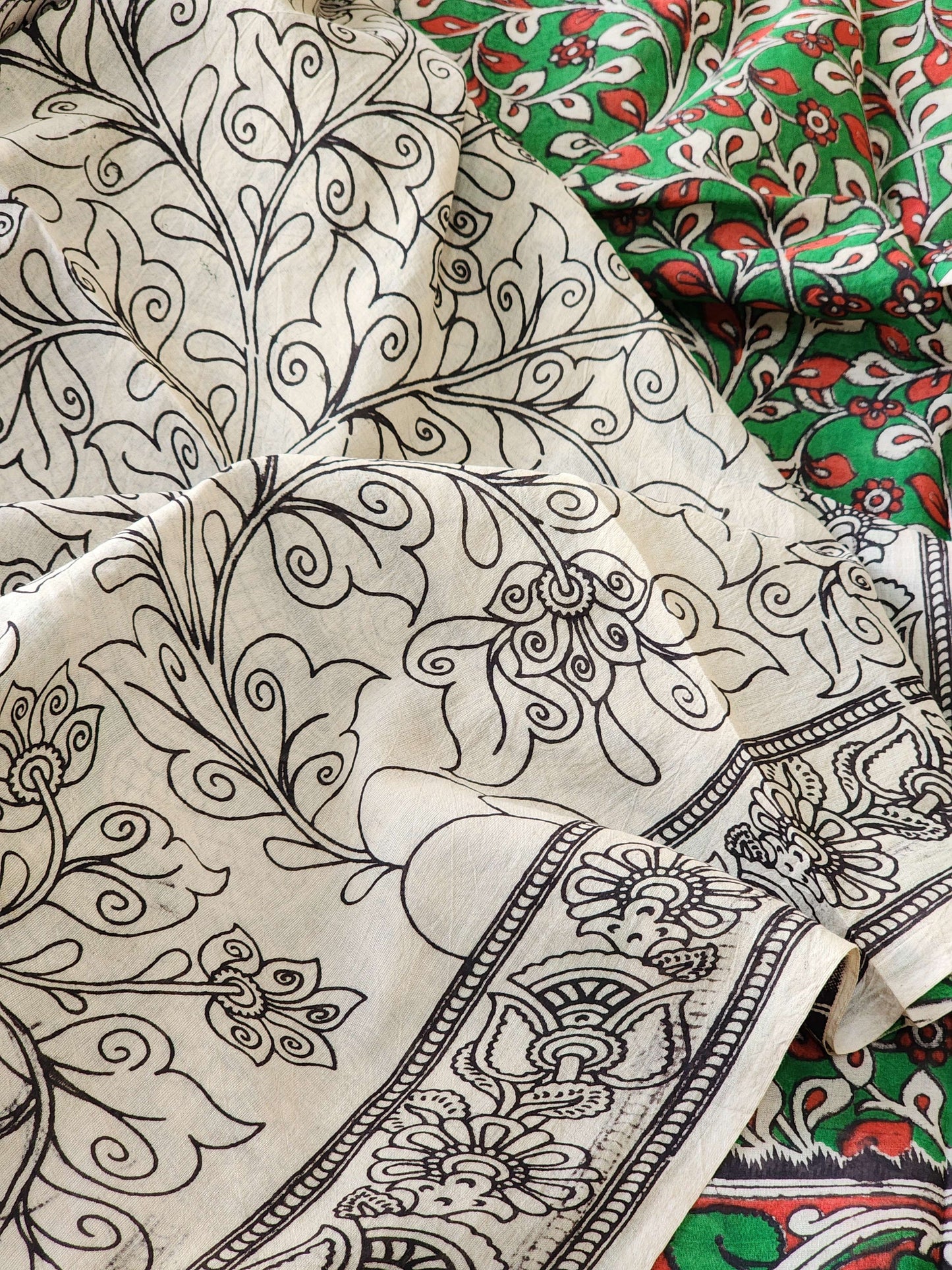 Green Kalamkari Cotton Saree