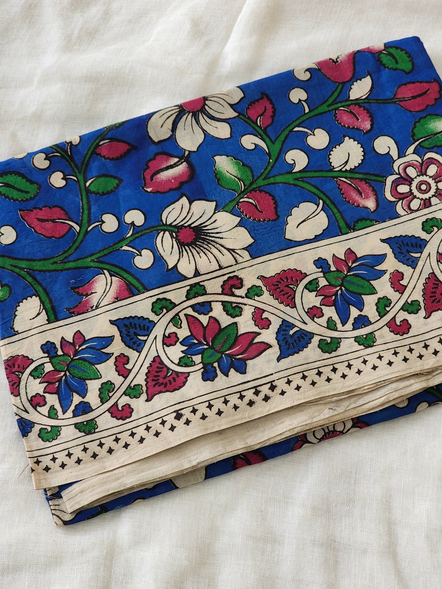 Blue Kalamkari Cotton Saree