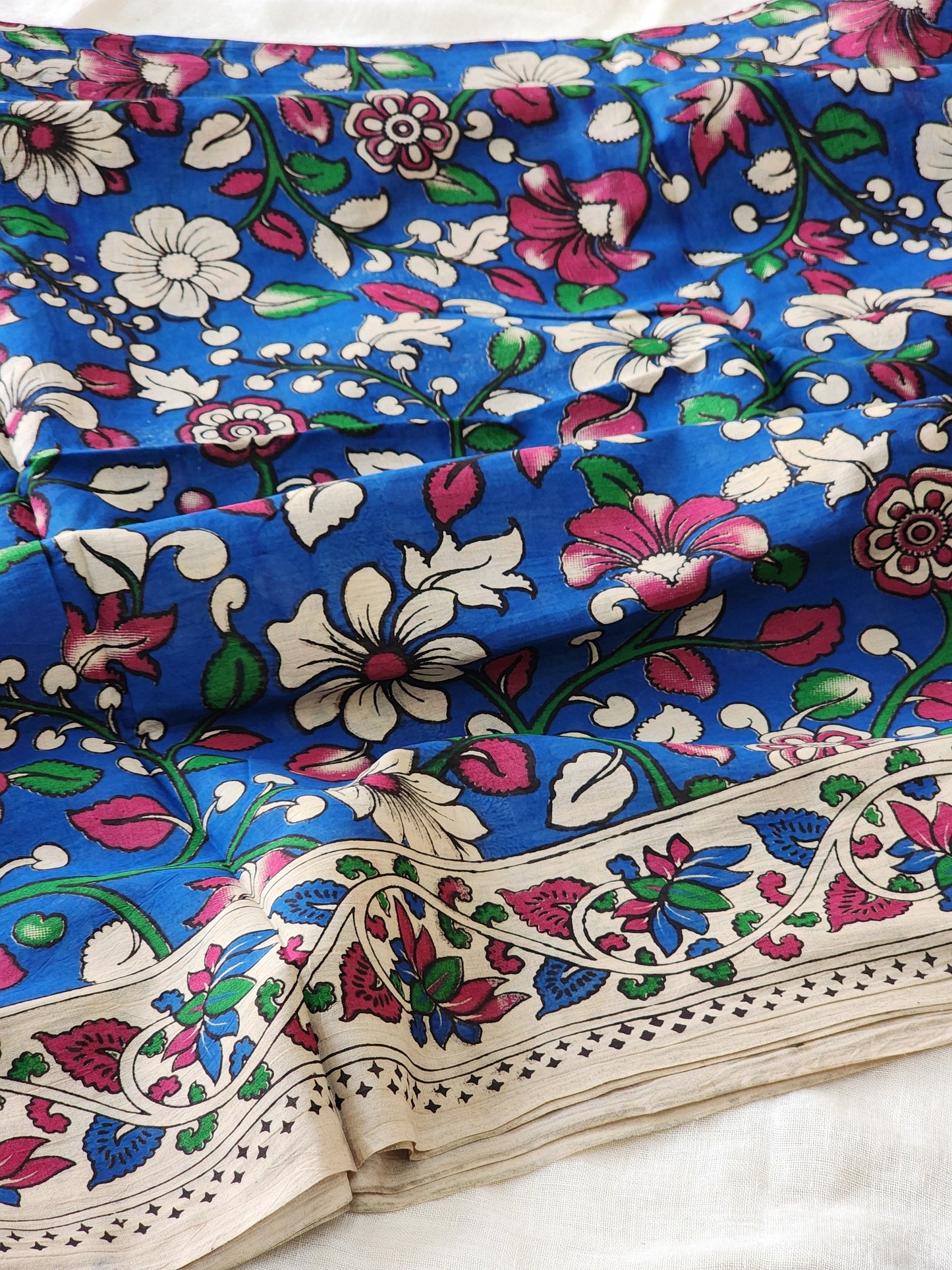 Blue Kalamkari Cotton Saree