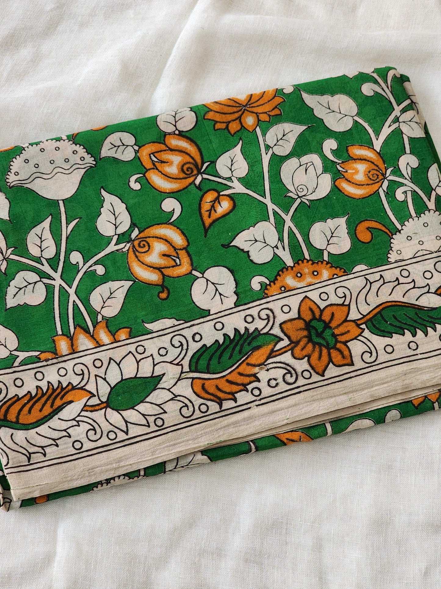 Green Kalamkari Cotton Saree