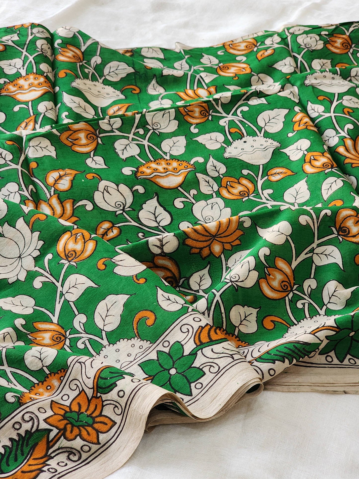 Green Kalamkari Cotton Saree