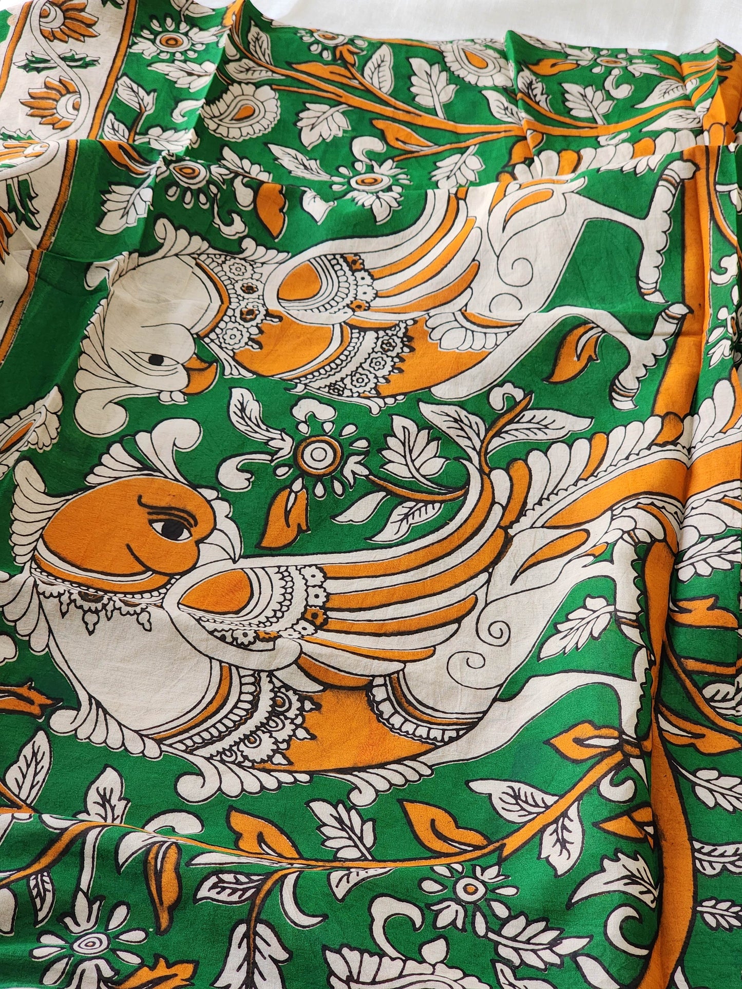Green Kalamkari Cotton Saree