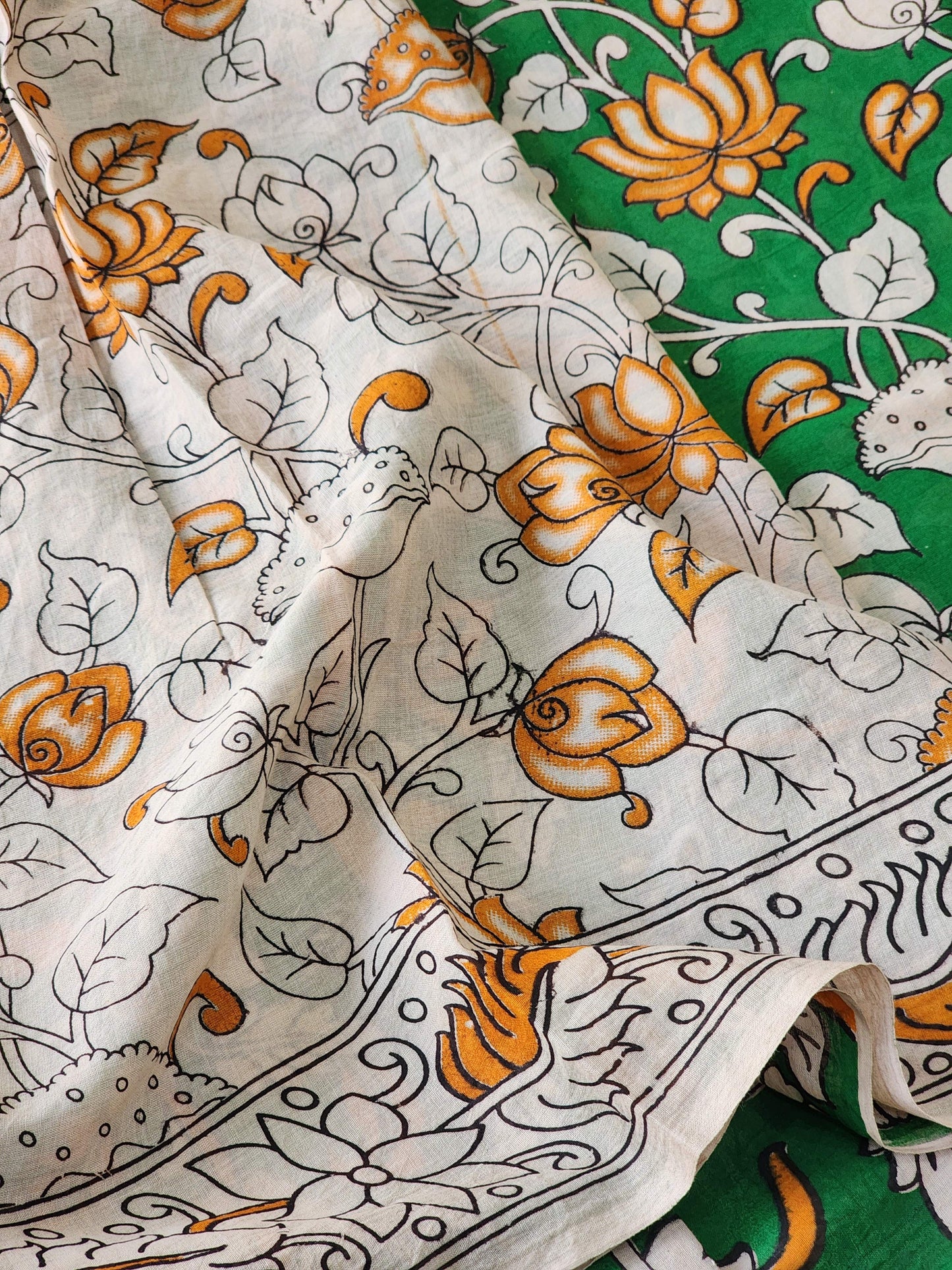 Green Kalamkari Cotton Saree