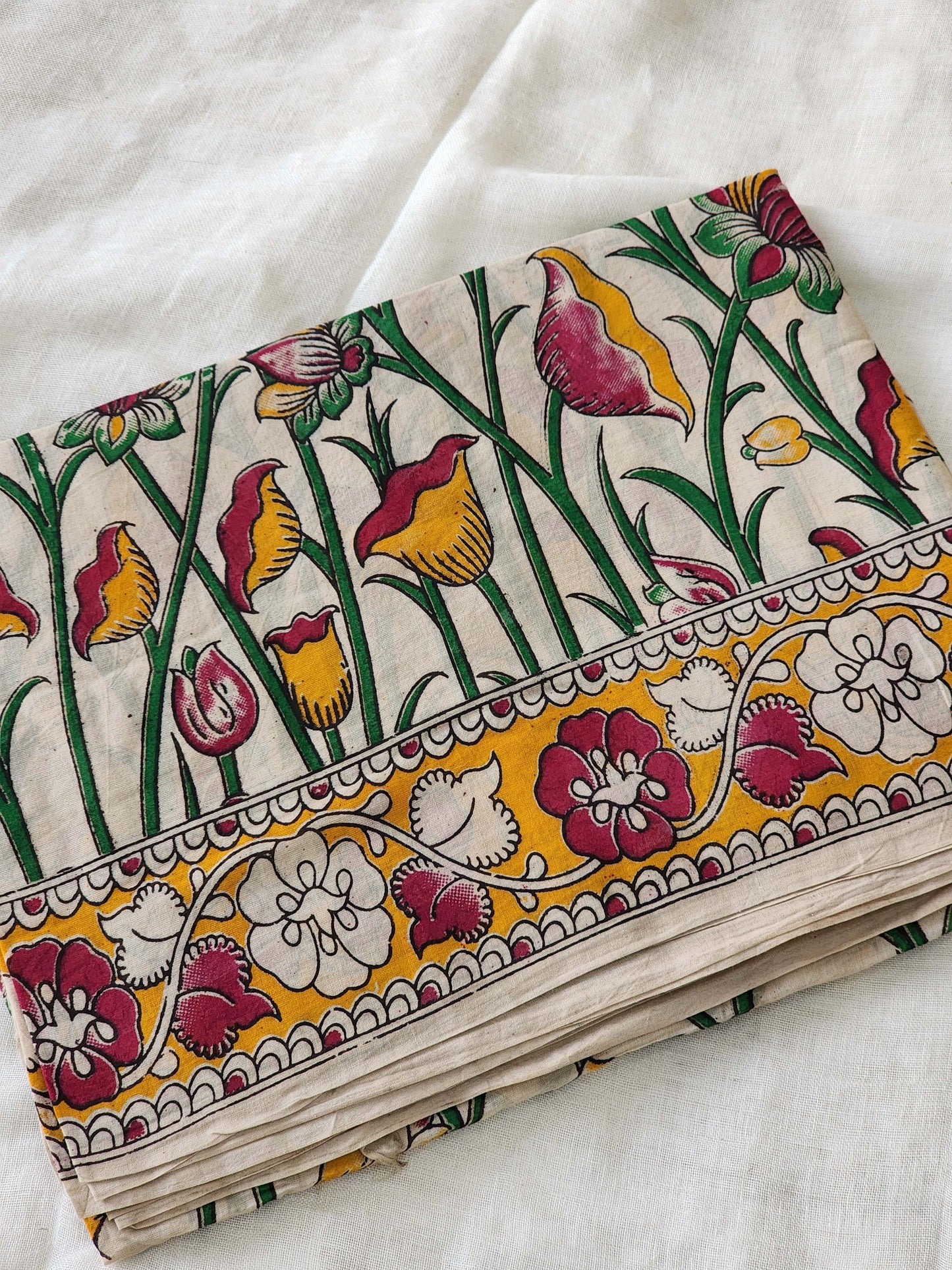 Multicolored Kalamkari Cotton Saree