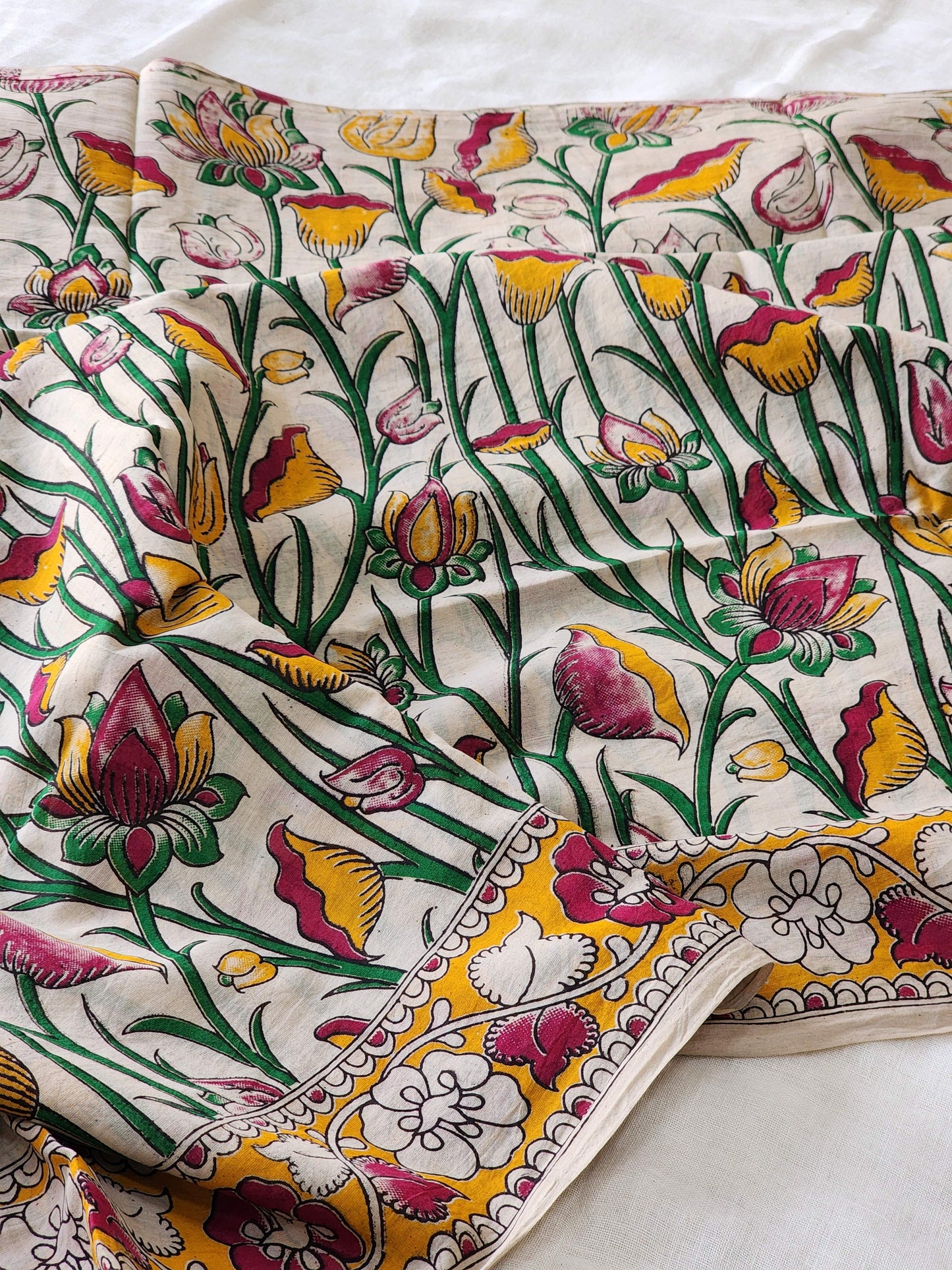 Multicolored Kalamkari Cotton Saree