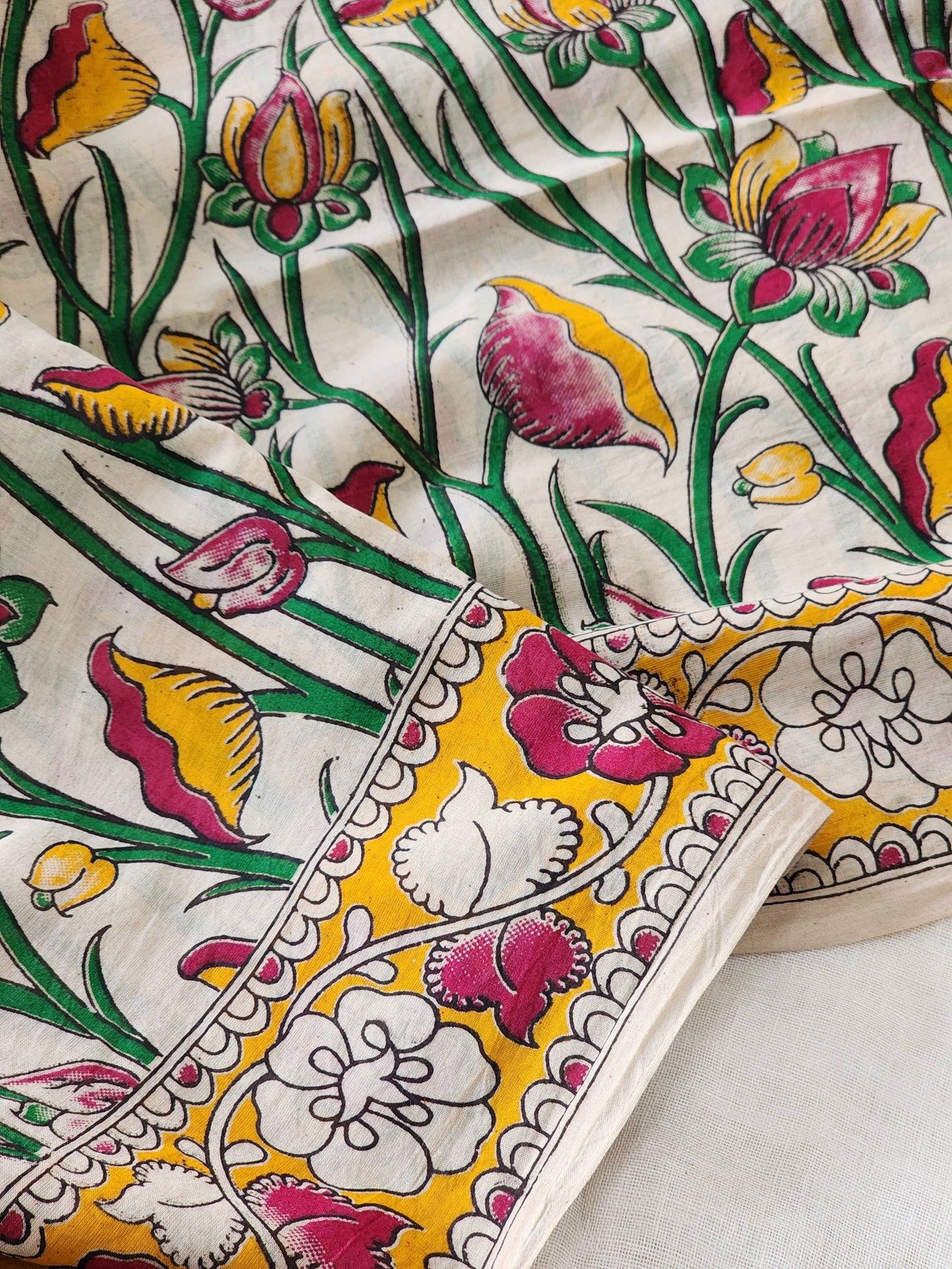Multicolored Kalamkari Cotton Saree