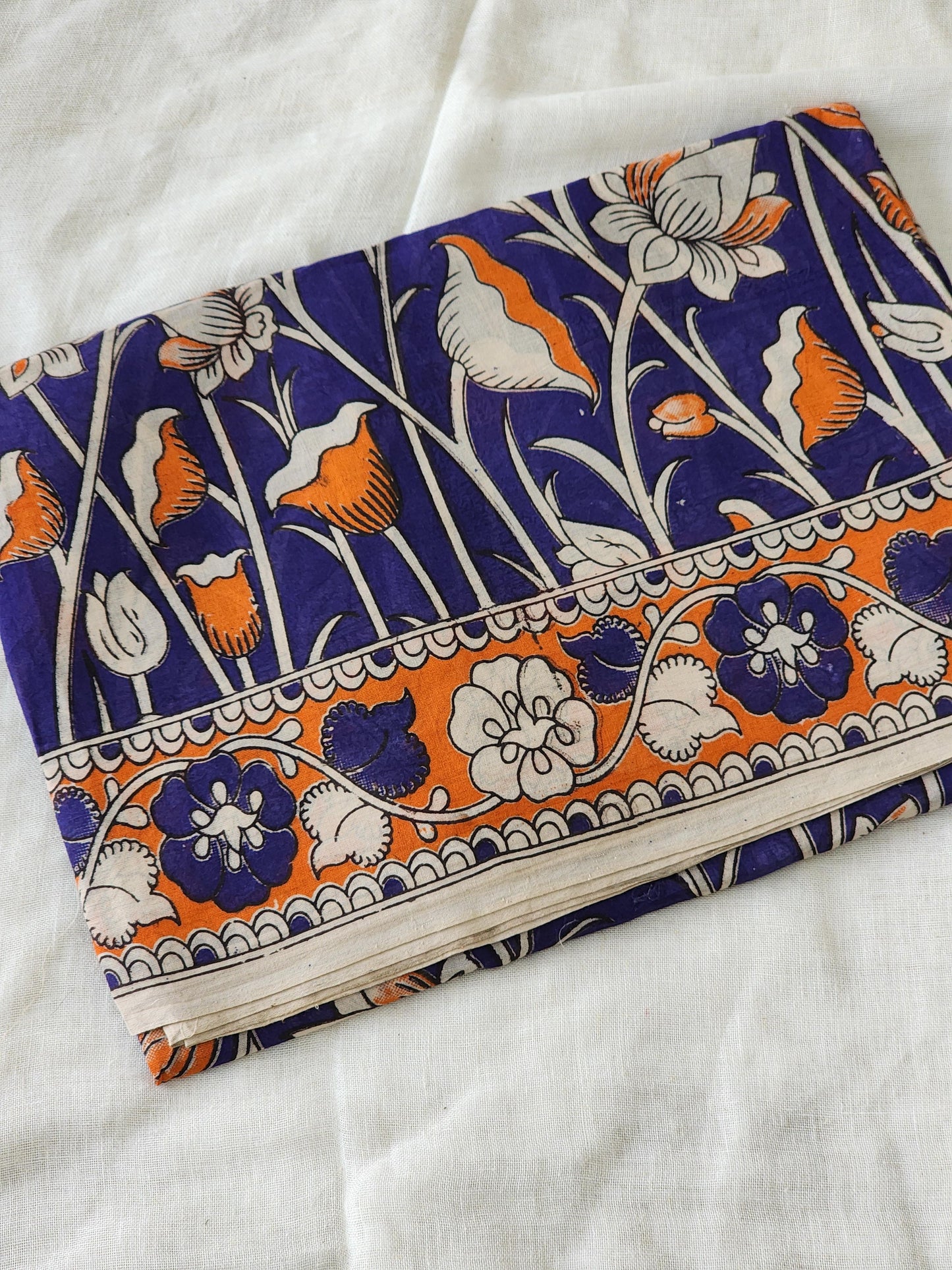 Purple Kalamkari Cotton Saree