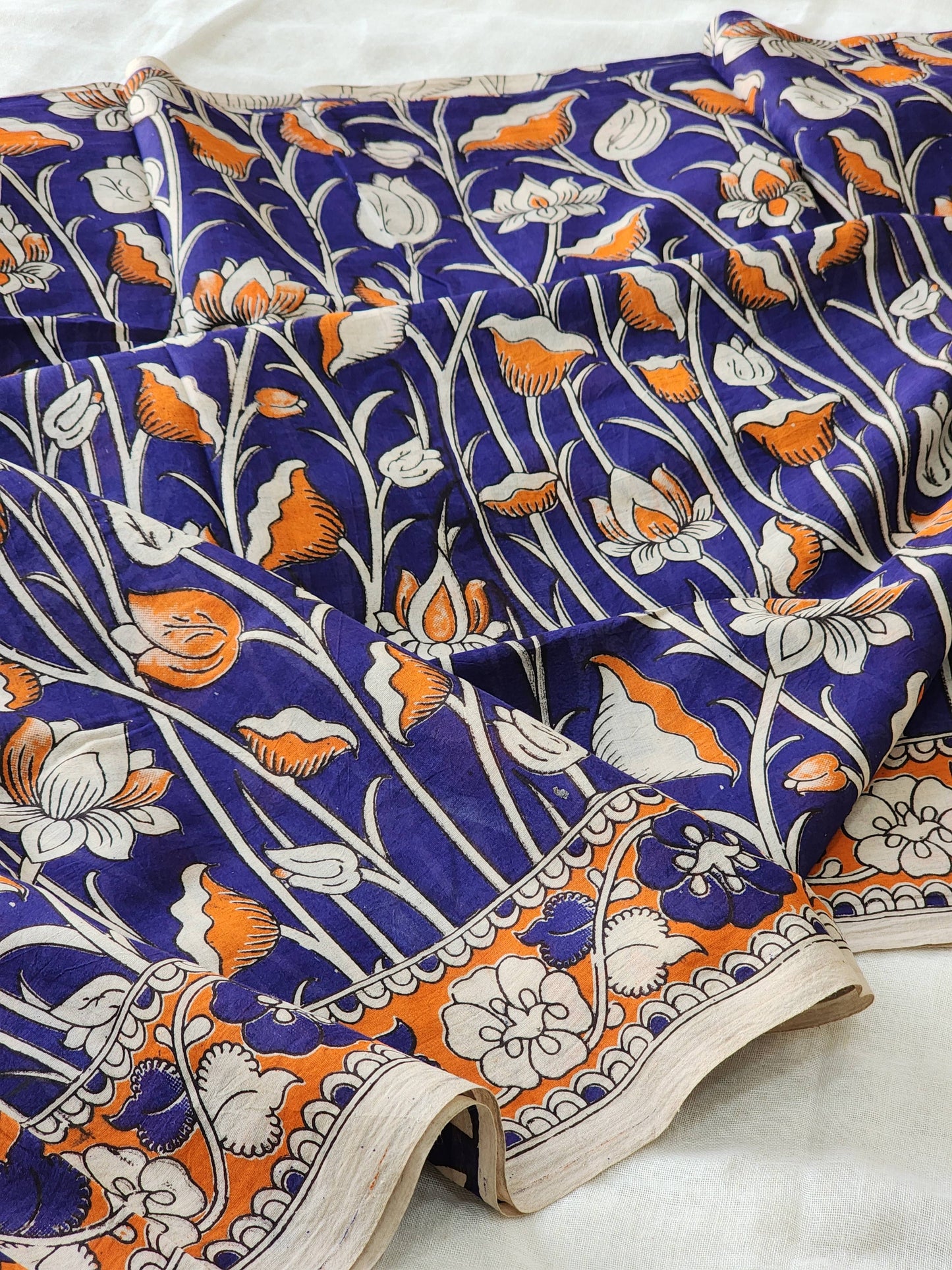 Purple Kalamkari Cotton Saree