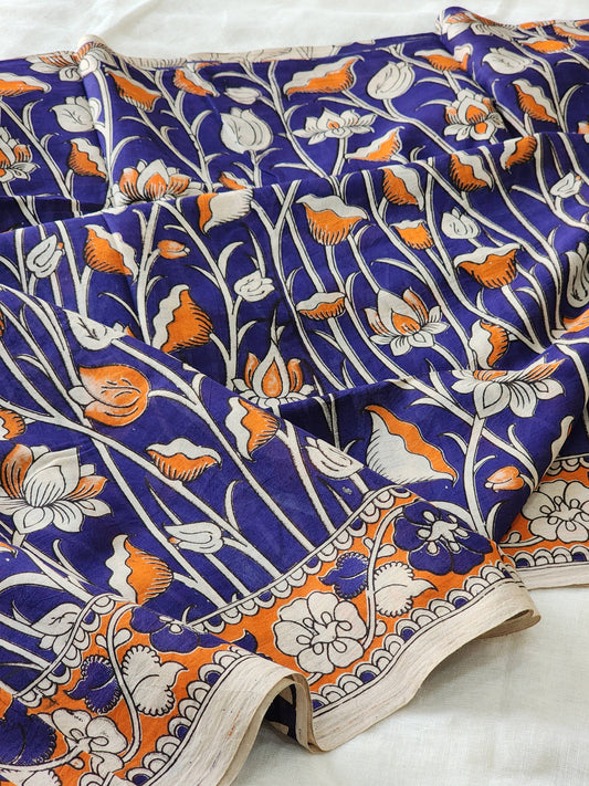 Purple Kalamkari Cotton Saree