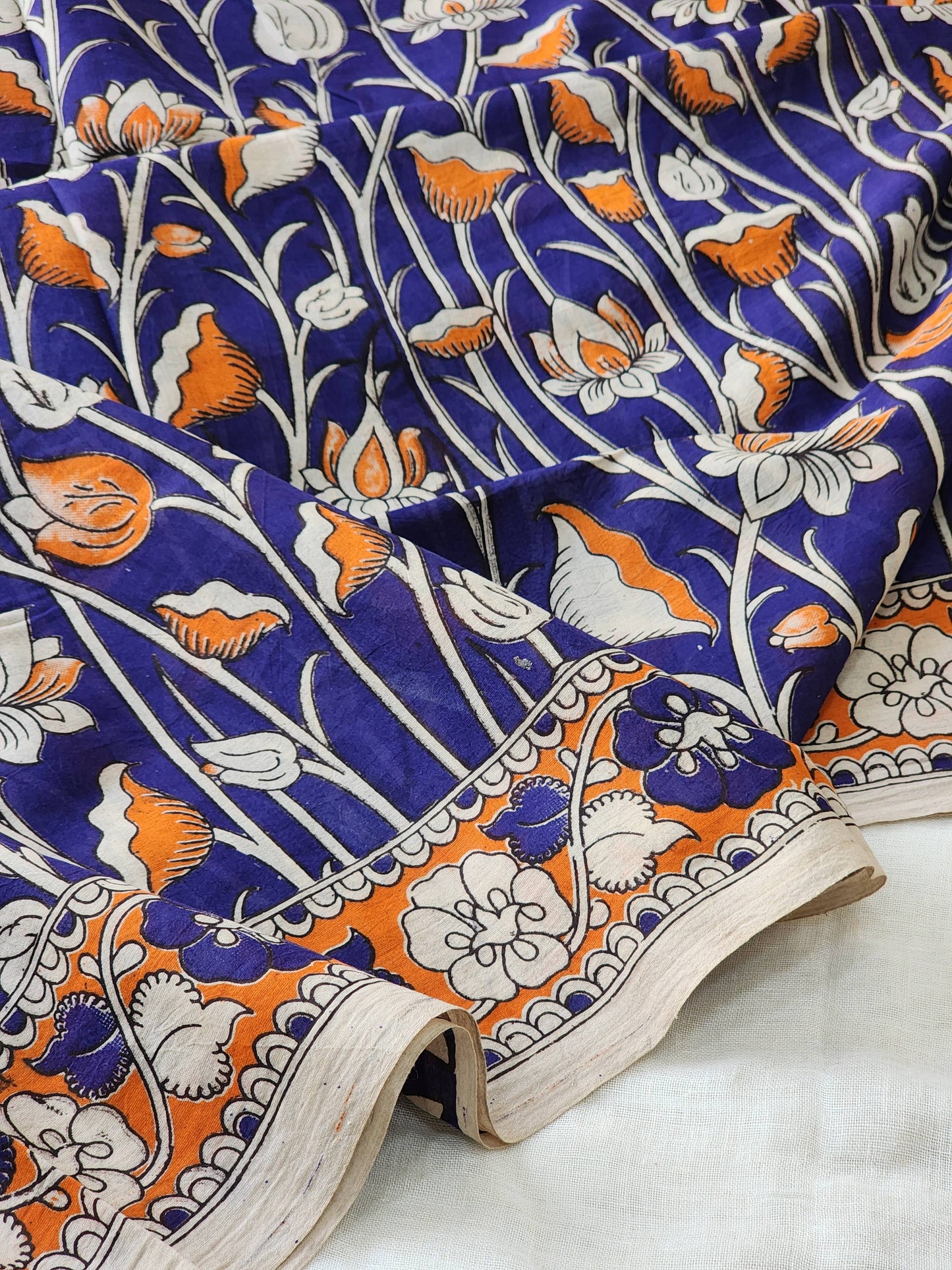 Purple Kalamkari Cotton Saree