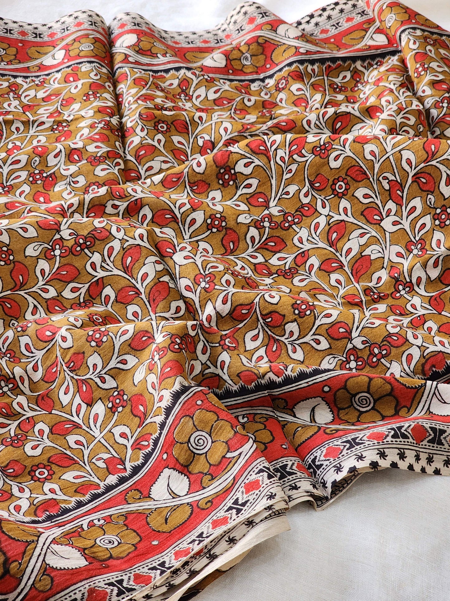 Brown Kalamkari Cotton Saree
