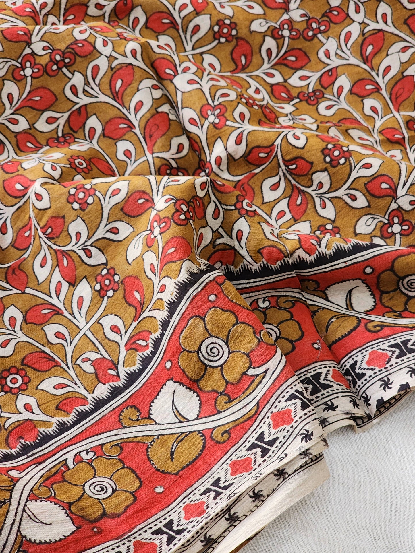 Brown Kalamkari Cotton Saree