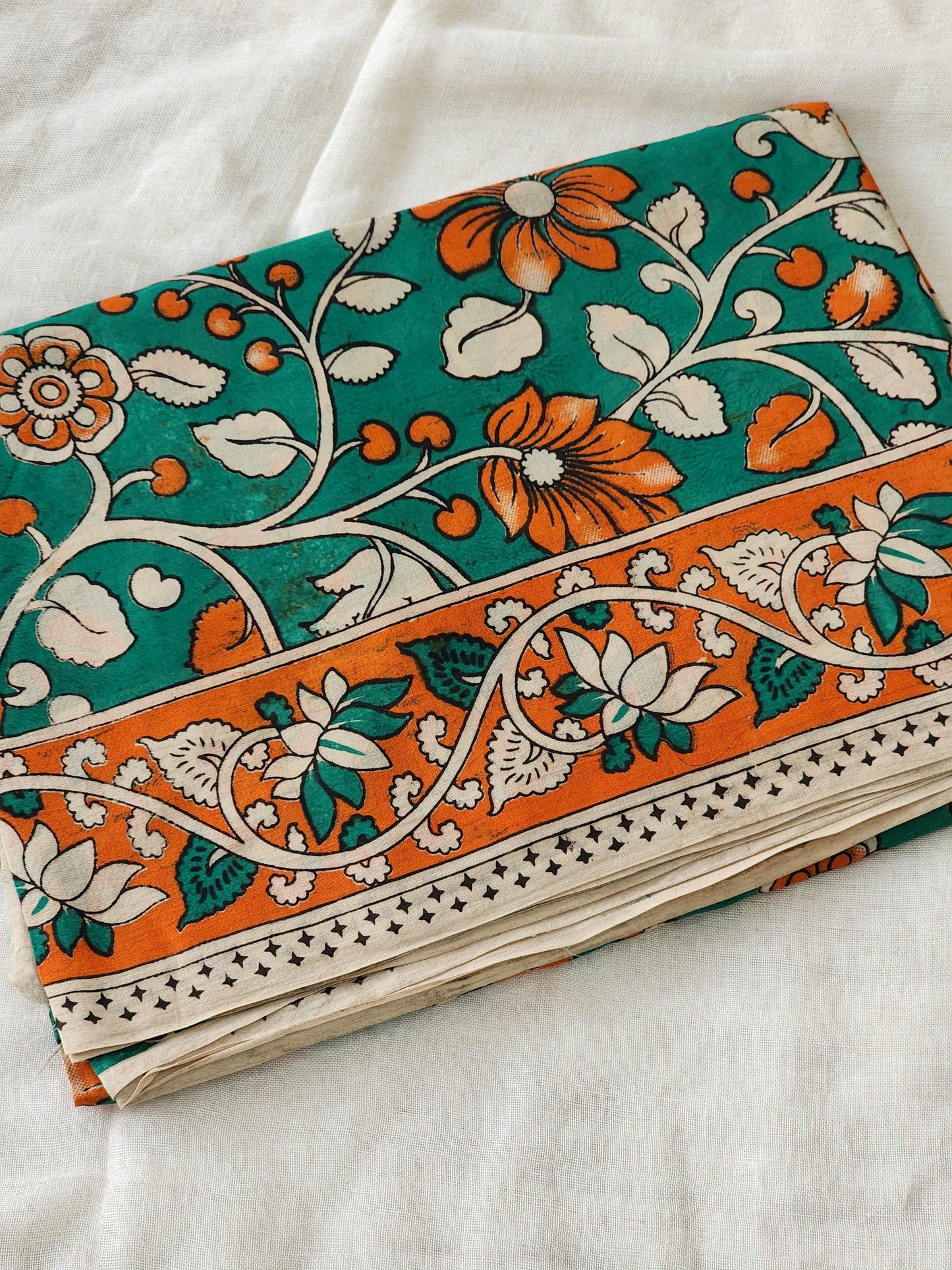 Green Kalamkari Cotton Saree