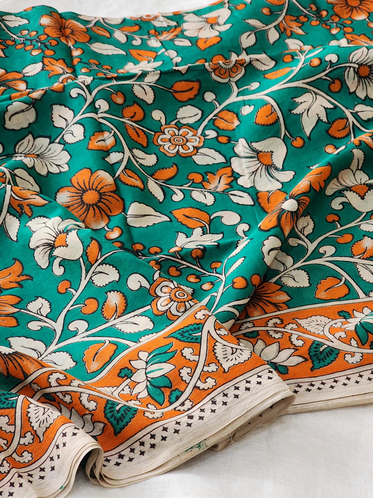 Green Kalamkari Cotton Saree