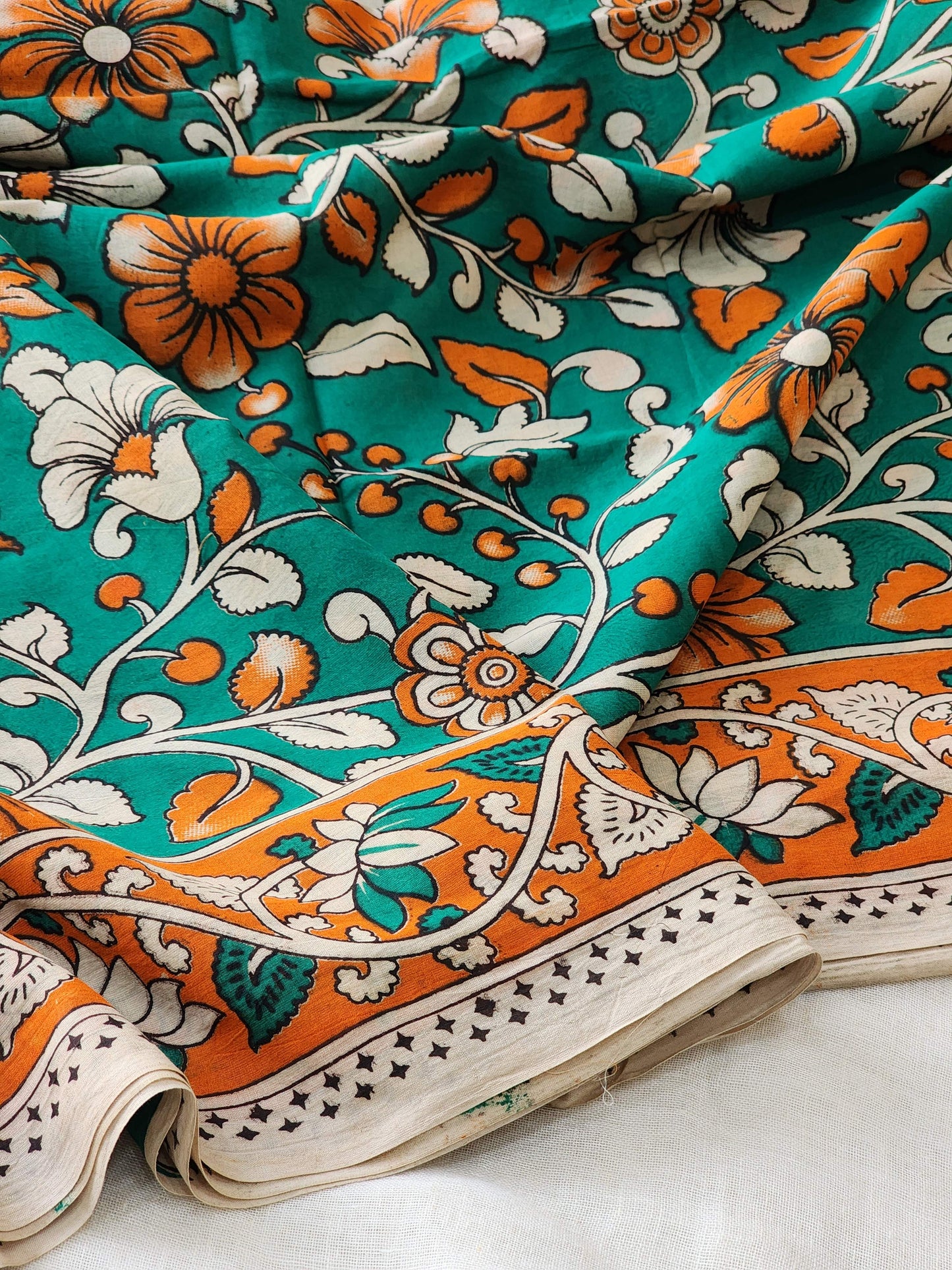 Green Kalamkari Cotton Saree
