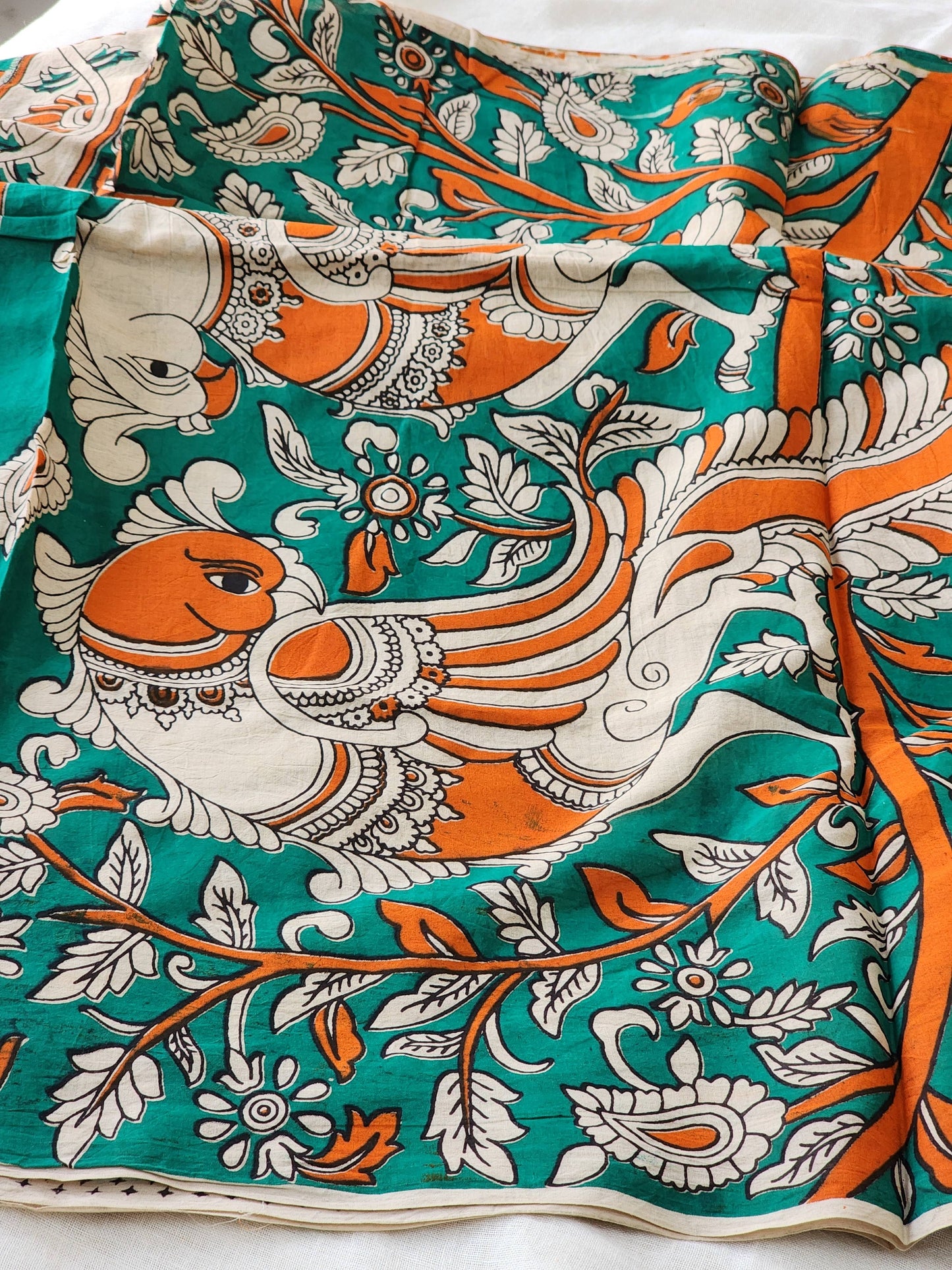 Green Kalamkari Cotton Saree
