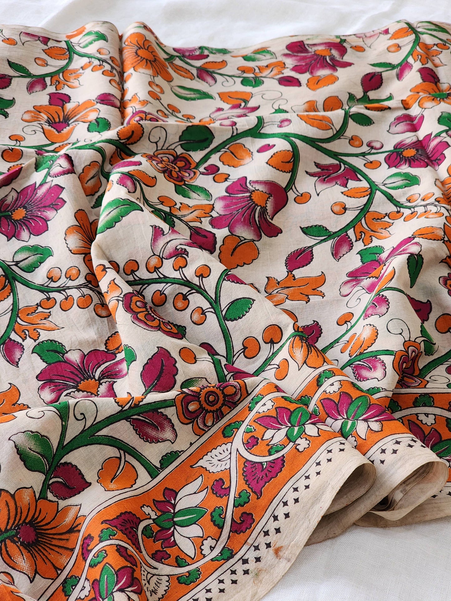 Multicolored Kalamkari Cotton Saree